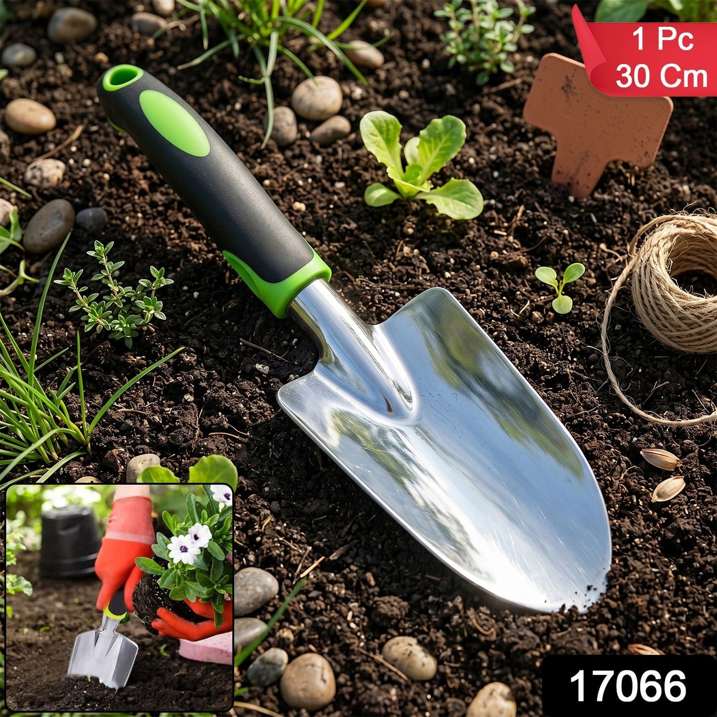 Garden hand trowel with ergonomic handle for easy digging