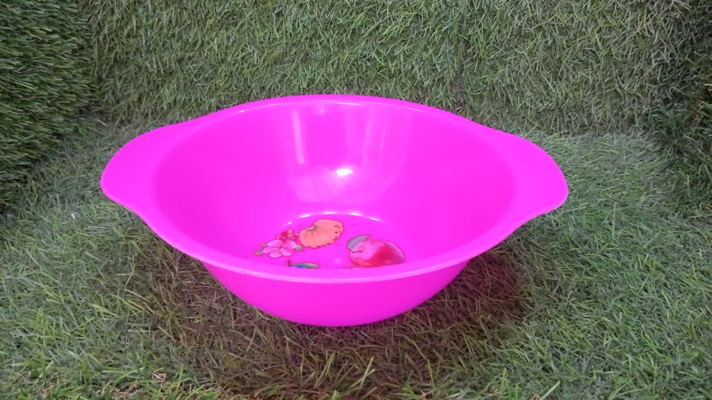 Empty plastic snack bowl, made from BPA-free material.