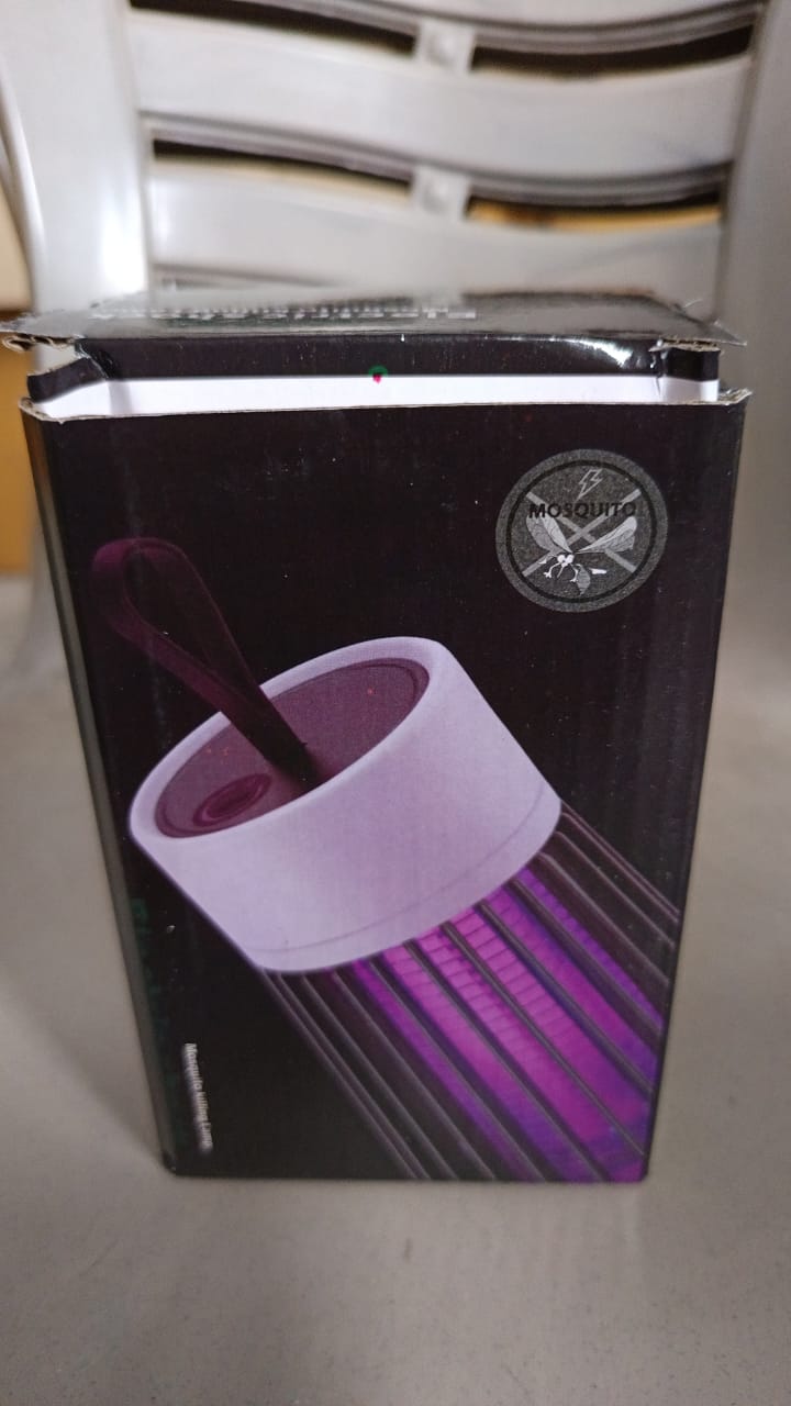 The product packaging for the Mosquito Killer Lamp shows a portion of the lamp and a mosquito logo.