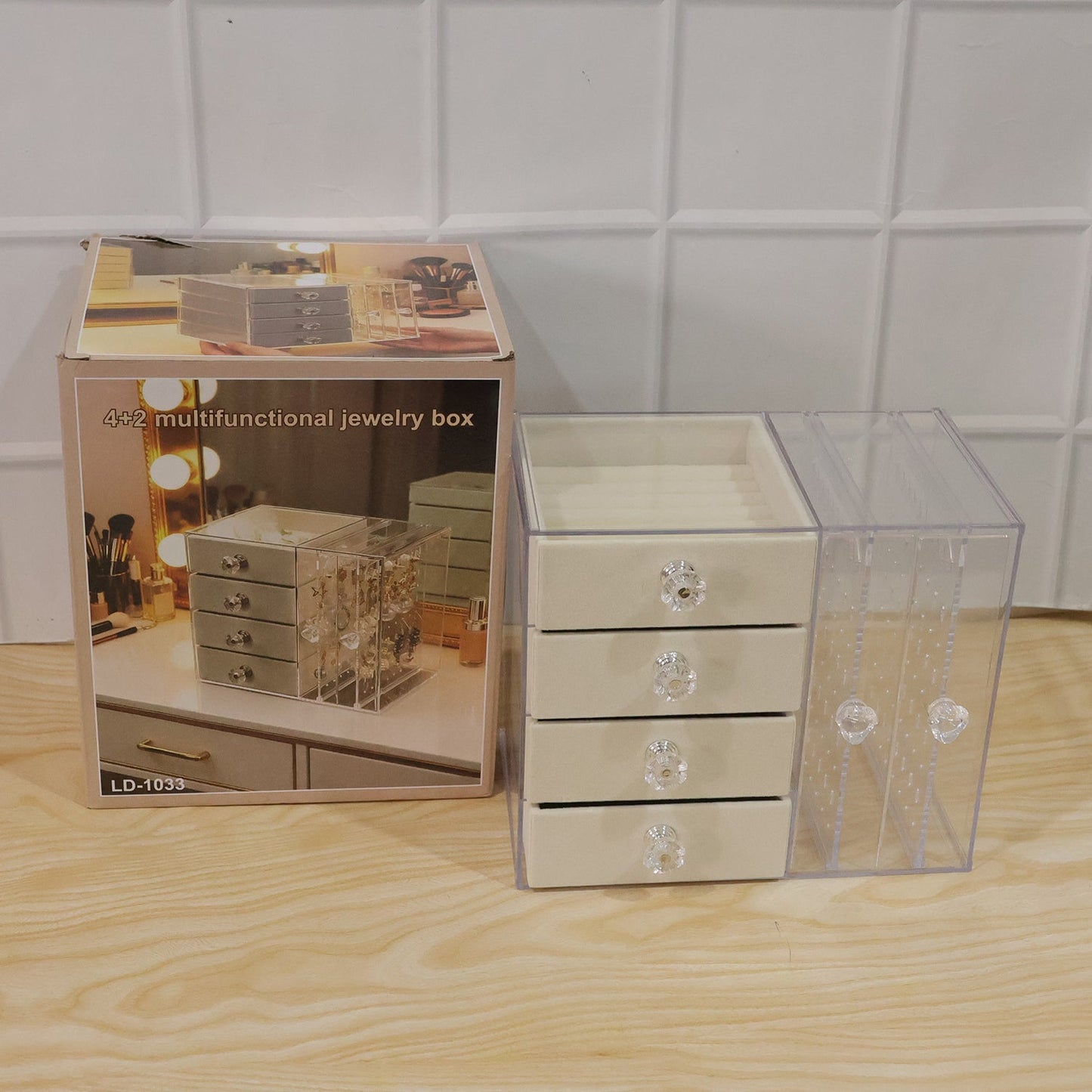 Multi compartment acrylic jewellery box for home and gifting