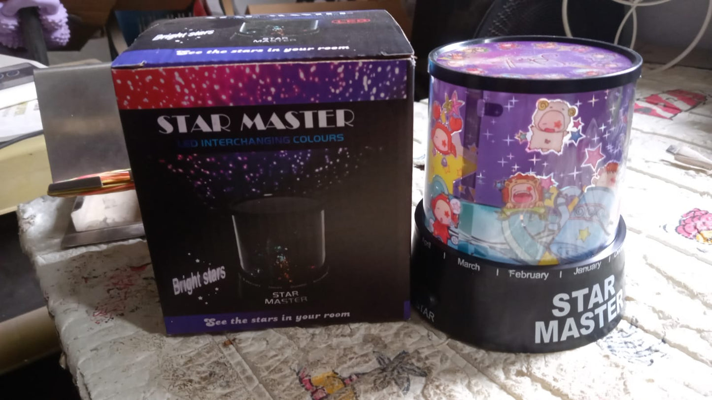 Packaging for the LED projector night light.
