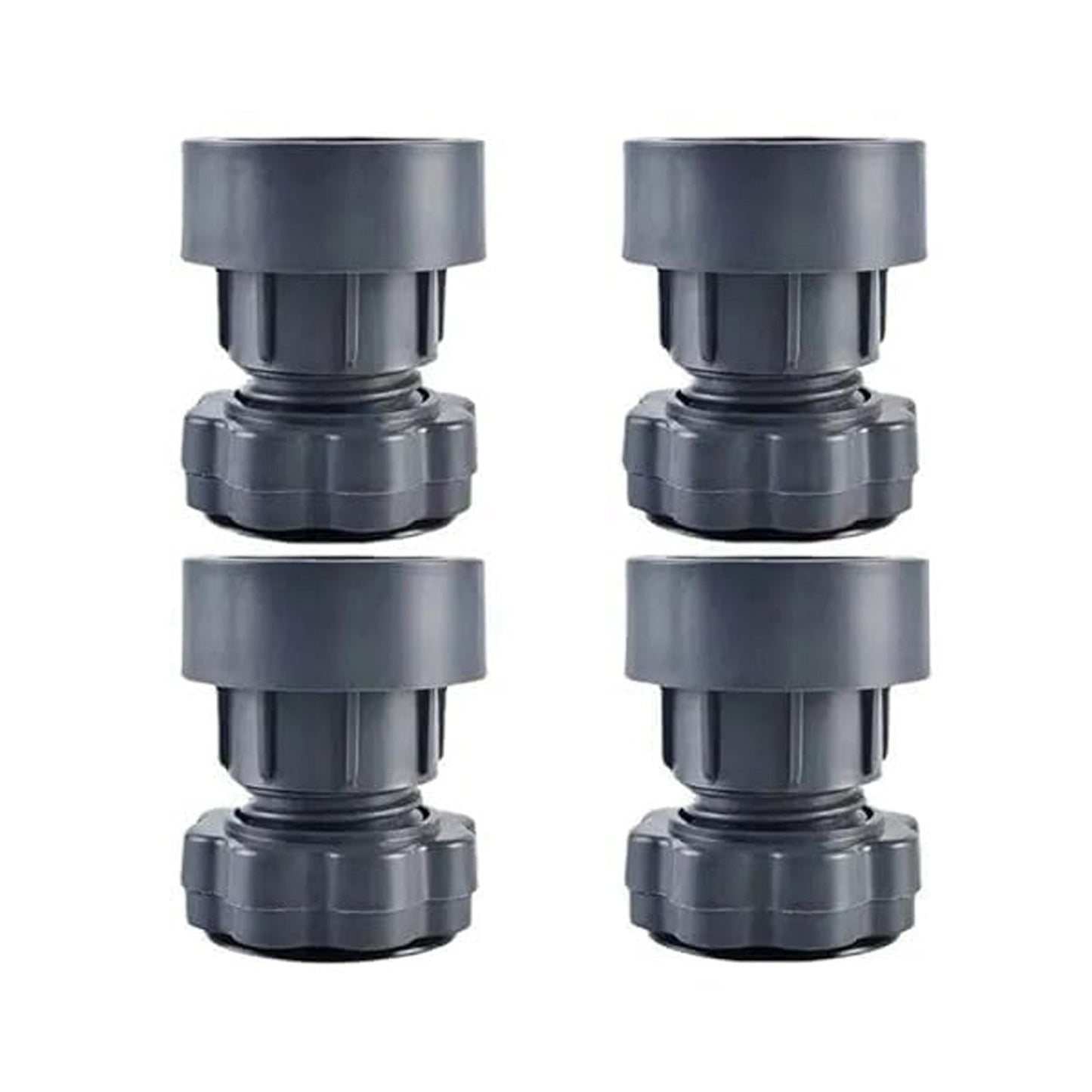 A set of four grey washing machine anti-vibration pads shown from an angled top view.