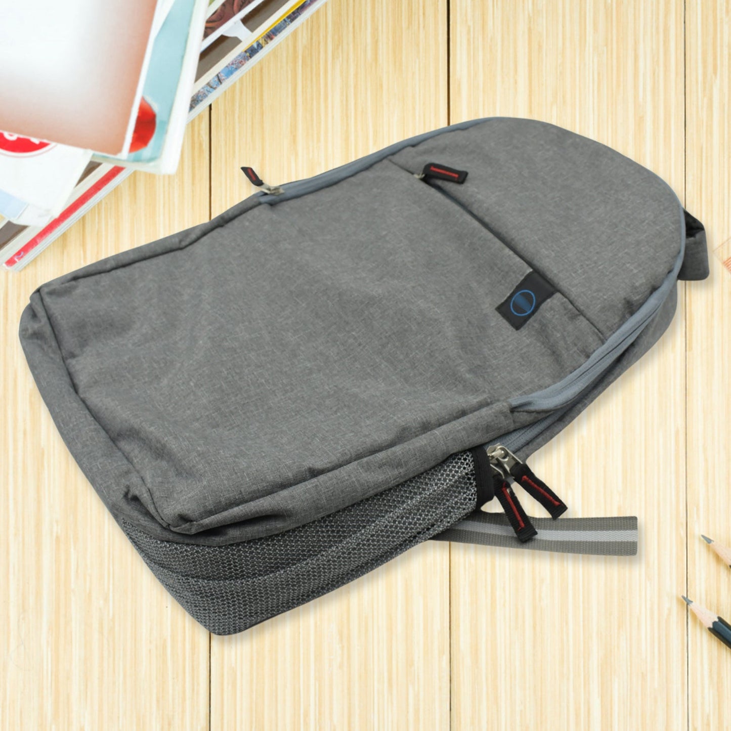 Detailed view of the spacious internal storage pockets within this travel laptop bag.
