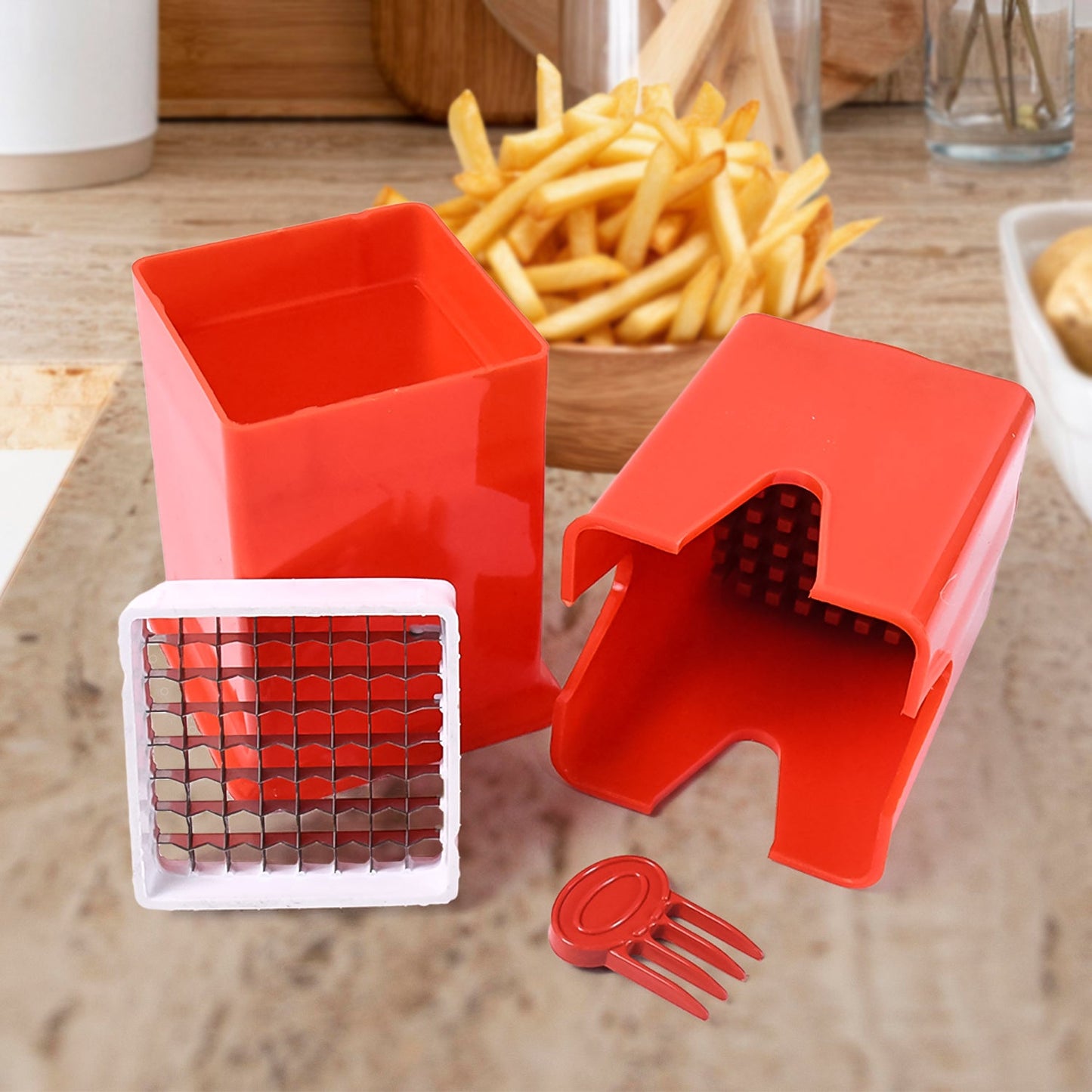 French fries cutter machine with durable stainless steel blade for easy potato slicing