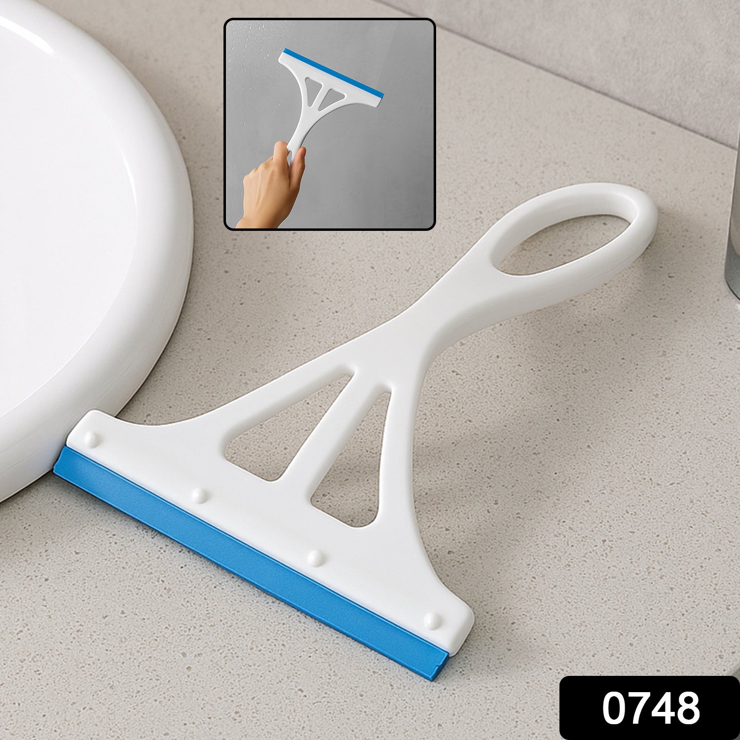 Efficient plastic glass wiper used to clean a window surface.