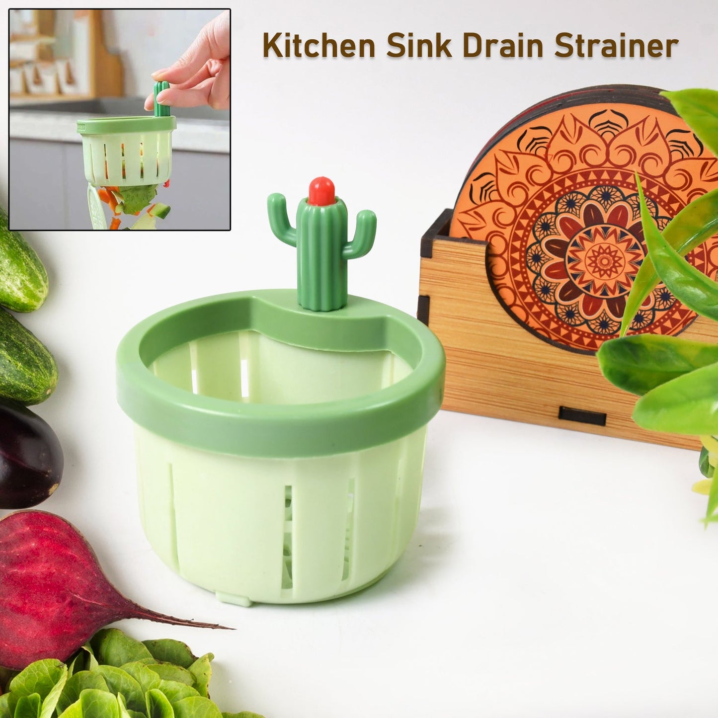 Garth plastic kitchen sink drain strainer with auto waste disposal feature.