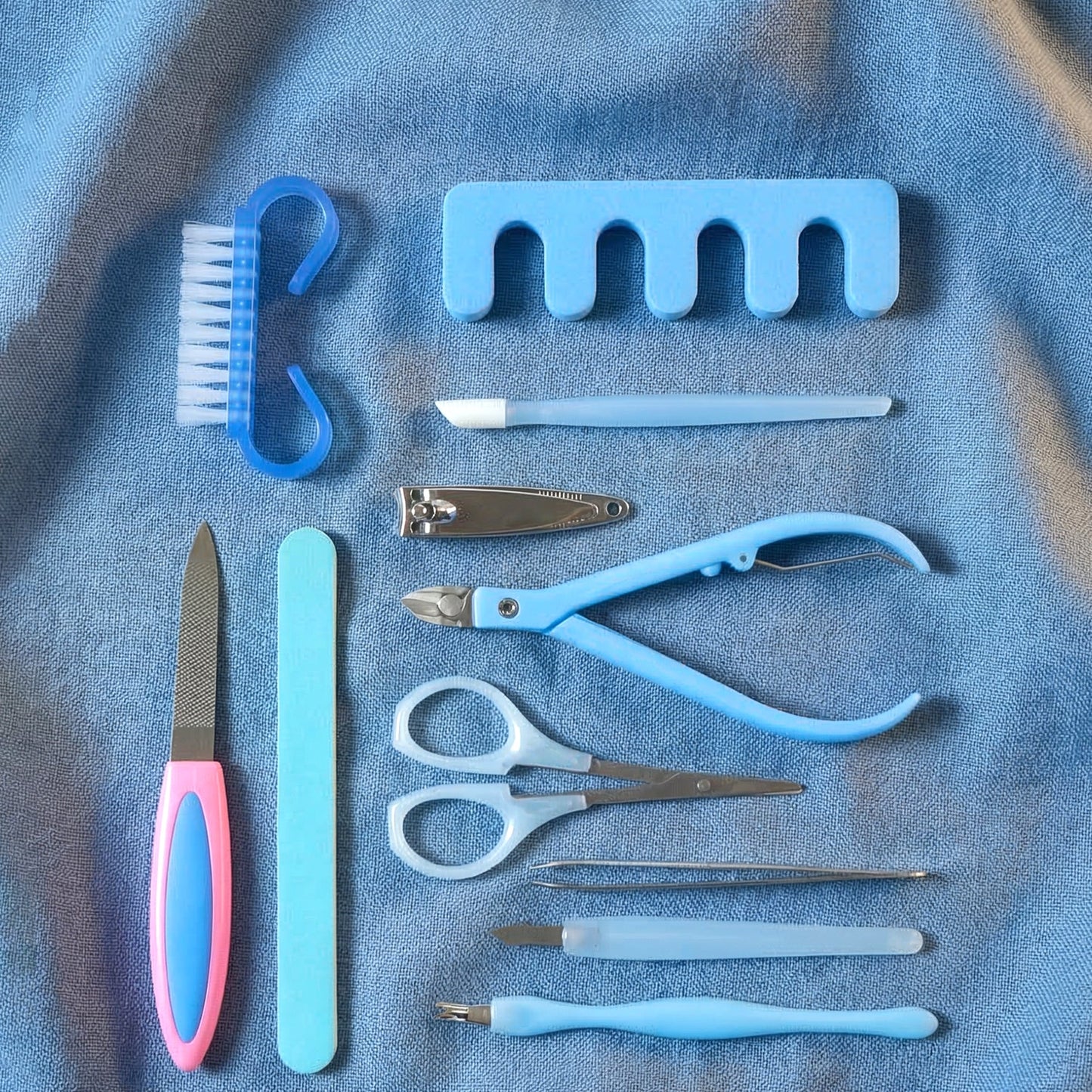 Portable 11 in 1 nail care kit for home and travel use