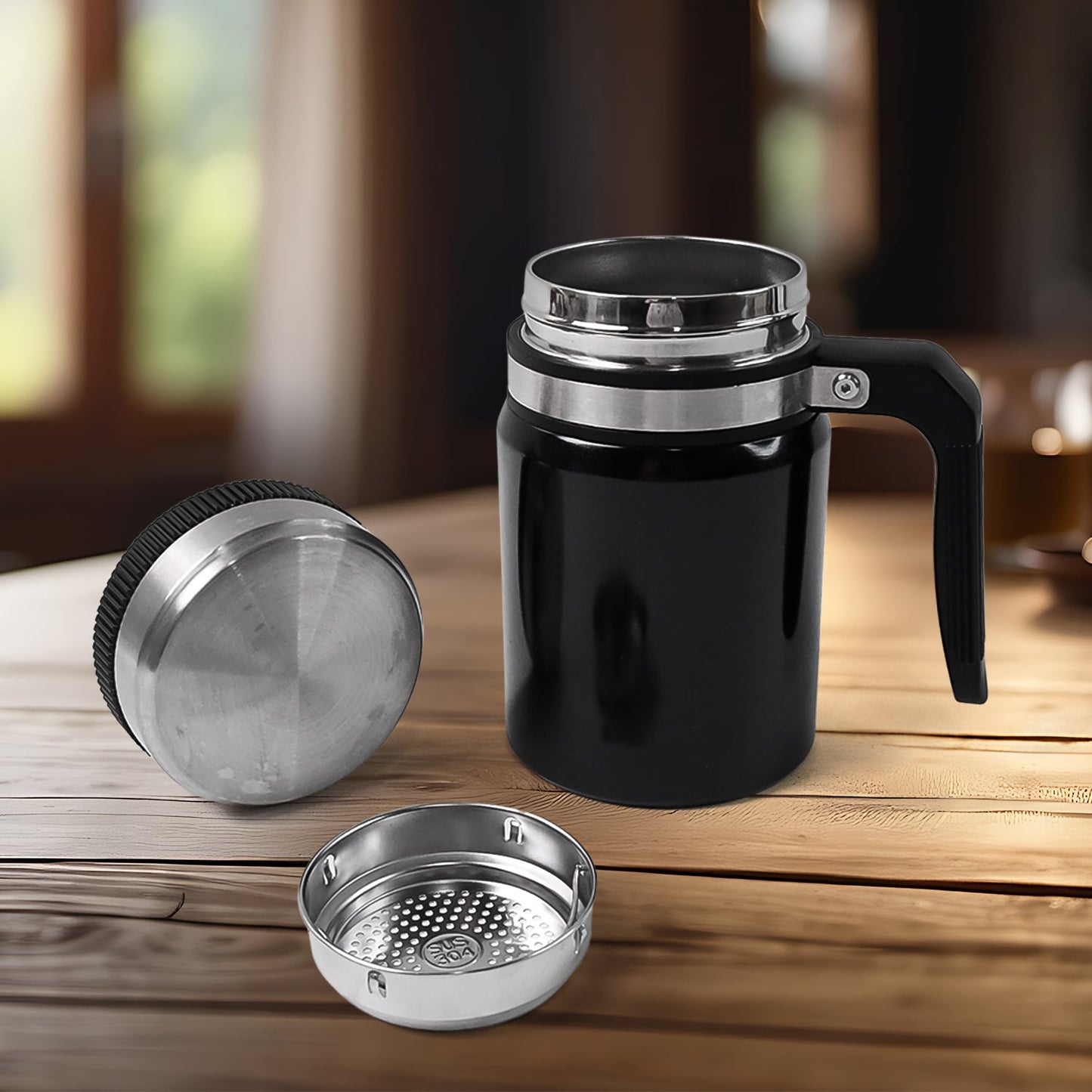 Anti-scald stainless steel coffee cup designed for safe, comfortable drinking
