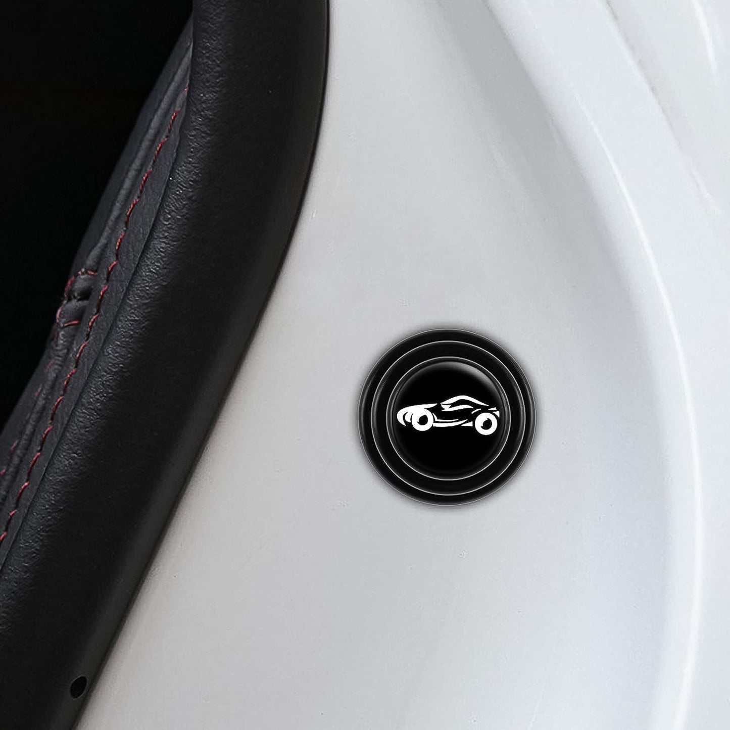 Installation guide showing how to peel and stick the car door anti-collision pad.