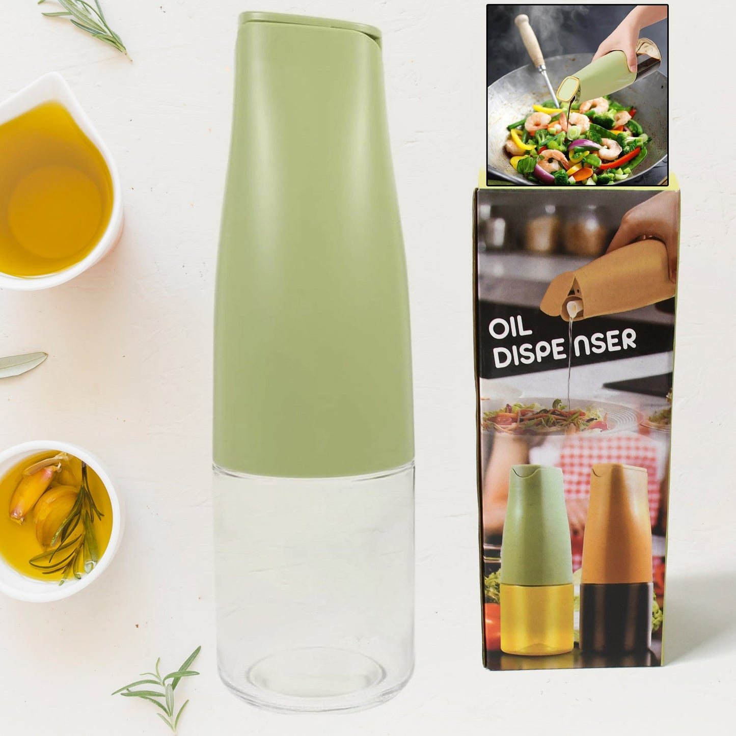 Oil Dispenser 500ml – Auto Open Lid, Non-Drip Bottle | Own Hydrate