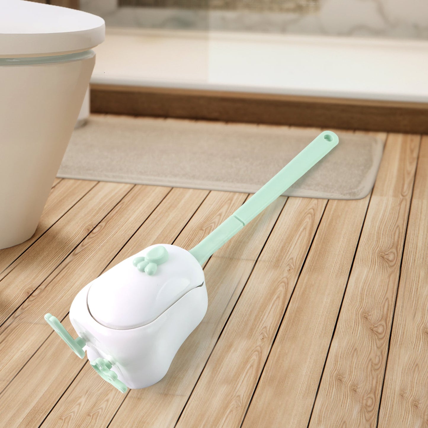 Ergonomic silicone toilet brush and holder set