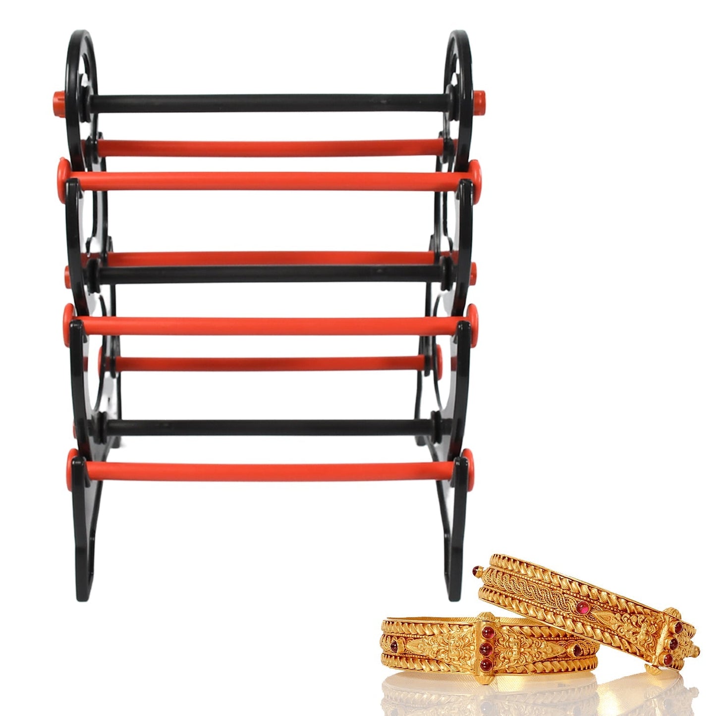 Unadorned 3-step bangle stand, showing its clean lines and minimalist aesthetic.