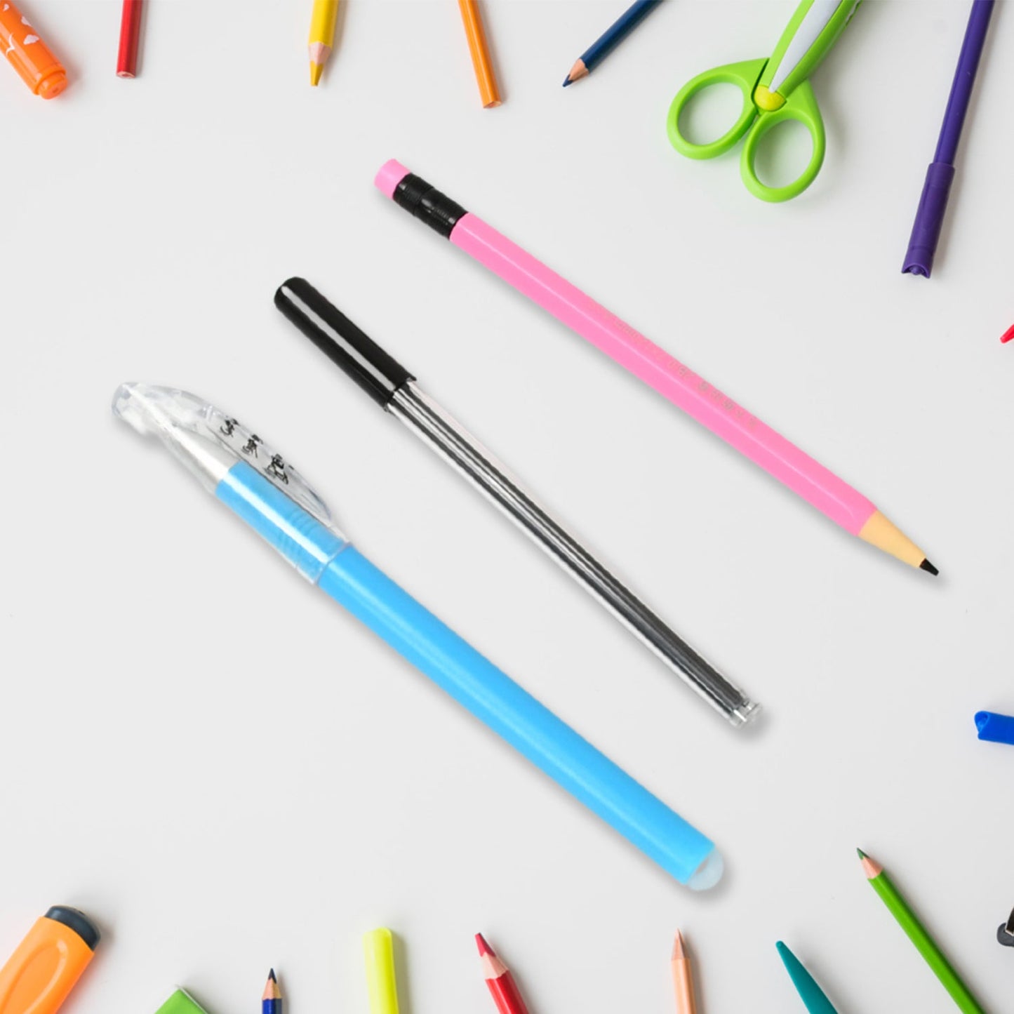 Close-up of the tip of an auto-feeding mechanical pencil, showing the lead extension.