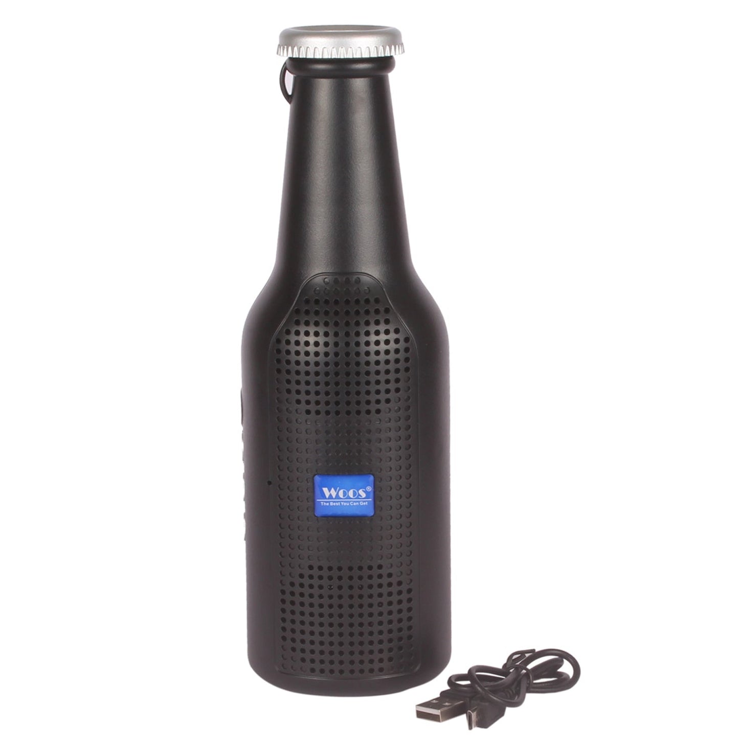Side view of the Audila Bottle Bluetooth Speaker, perfect for outdoor adventures.