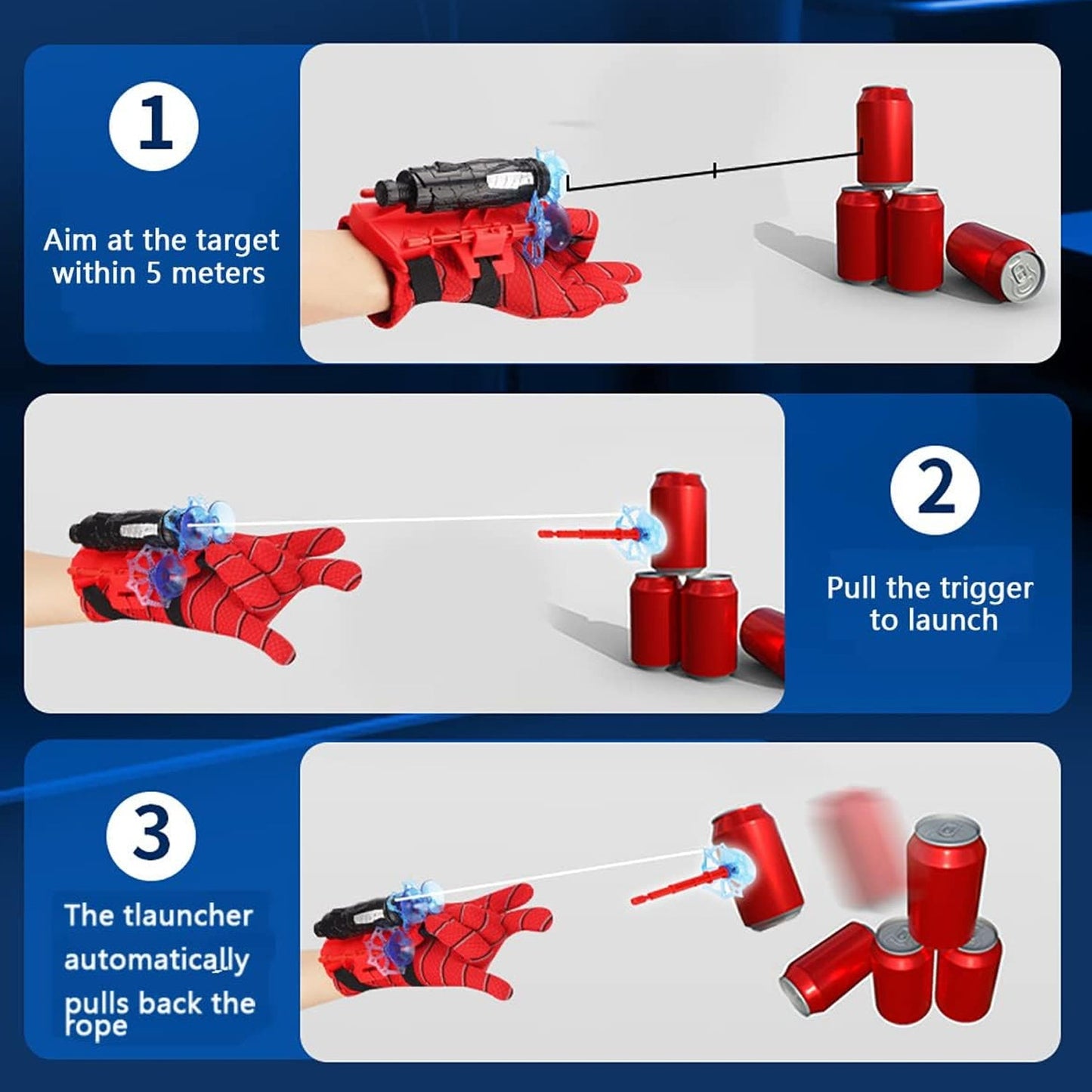 Detailed view of the Web Shooter Toy wrist glove and launcher mechanism.