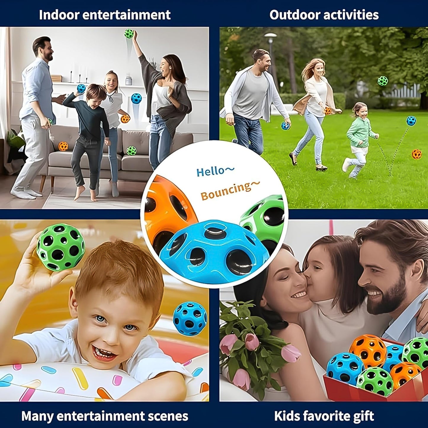 Brightly colored bouncy play ball with a star-like pattern, ready for active fun.