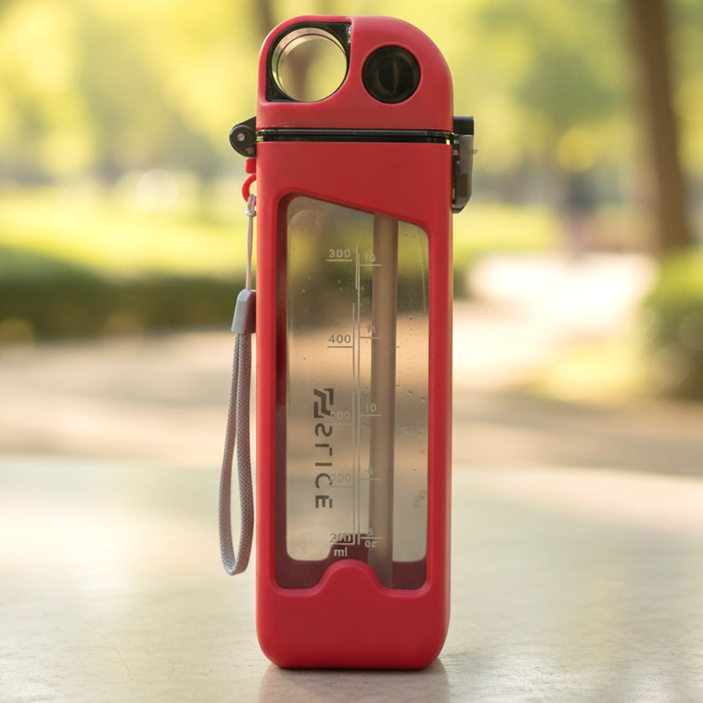 Portable sports water bottle with easy to clean design and one-touch spout