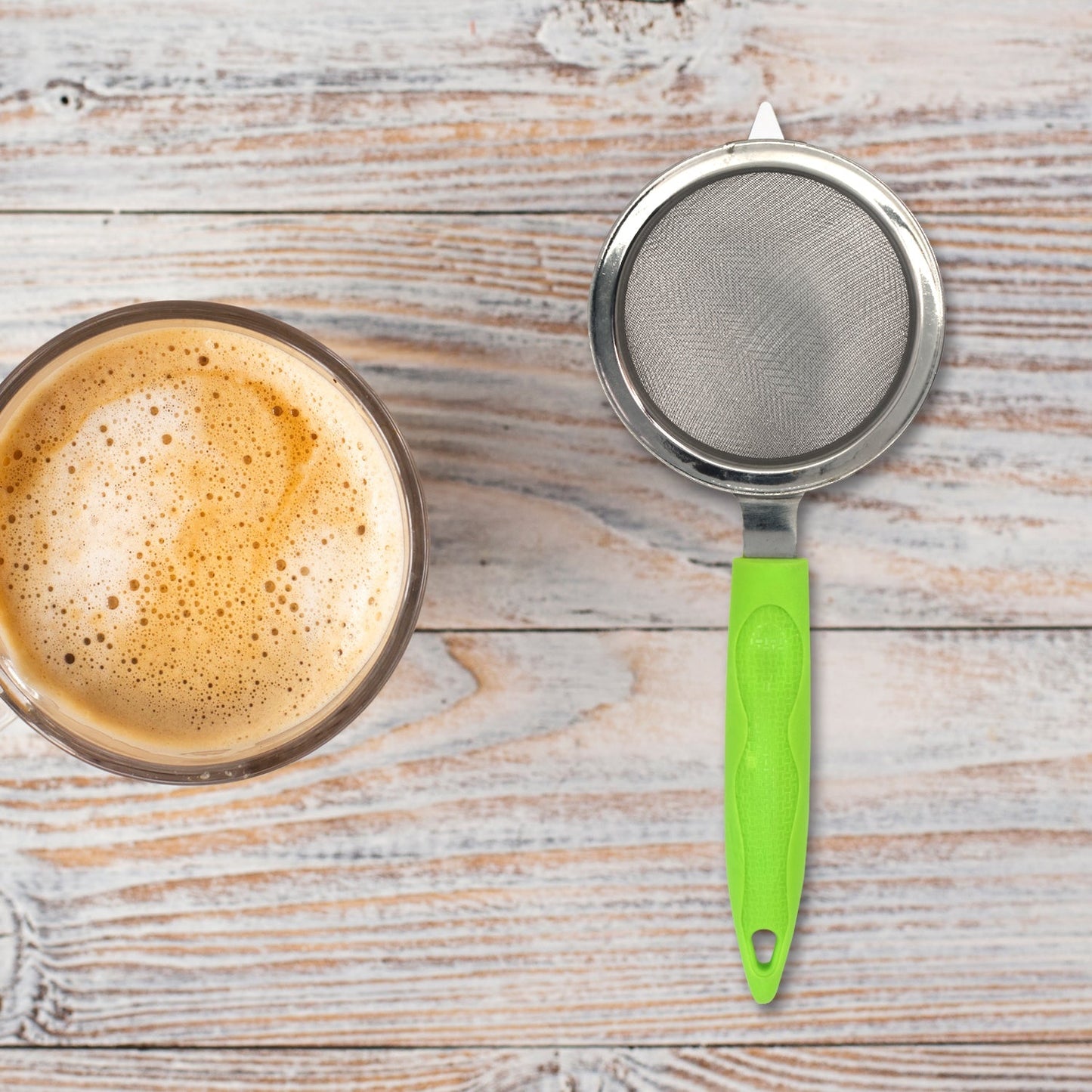Close-up of the fine stainless steel mesh coffee filter.