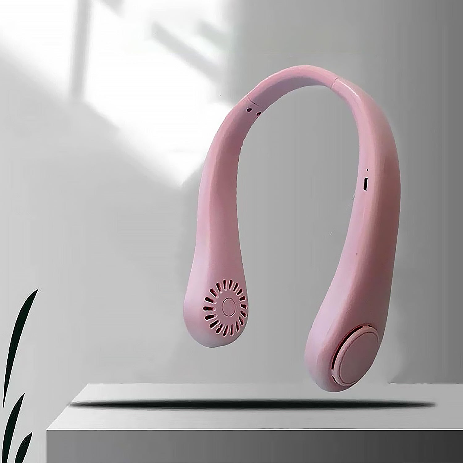 Main product shot of the portable bladeless neck fan.