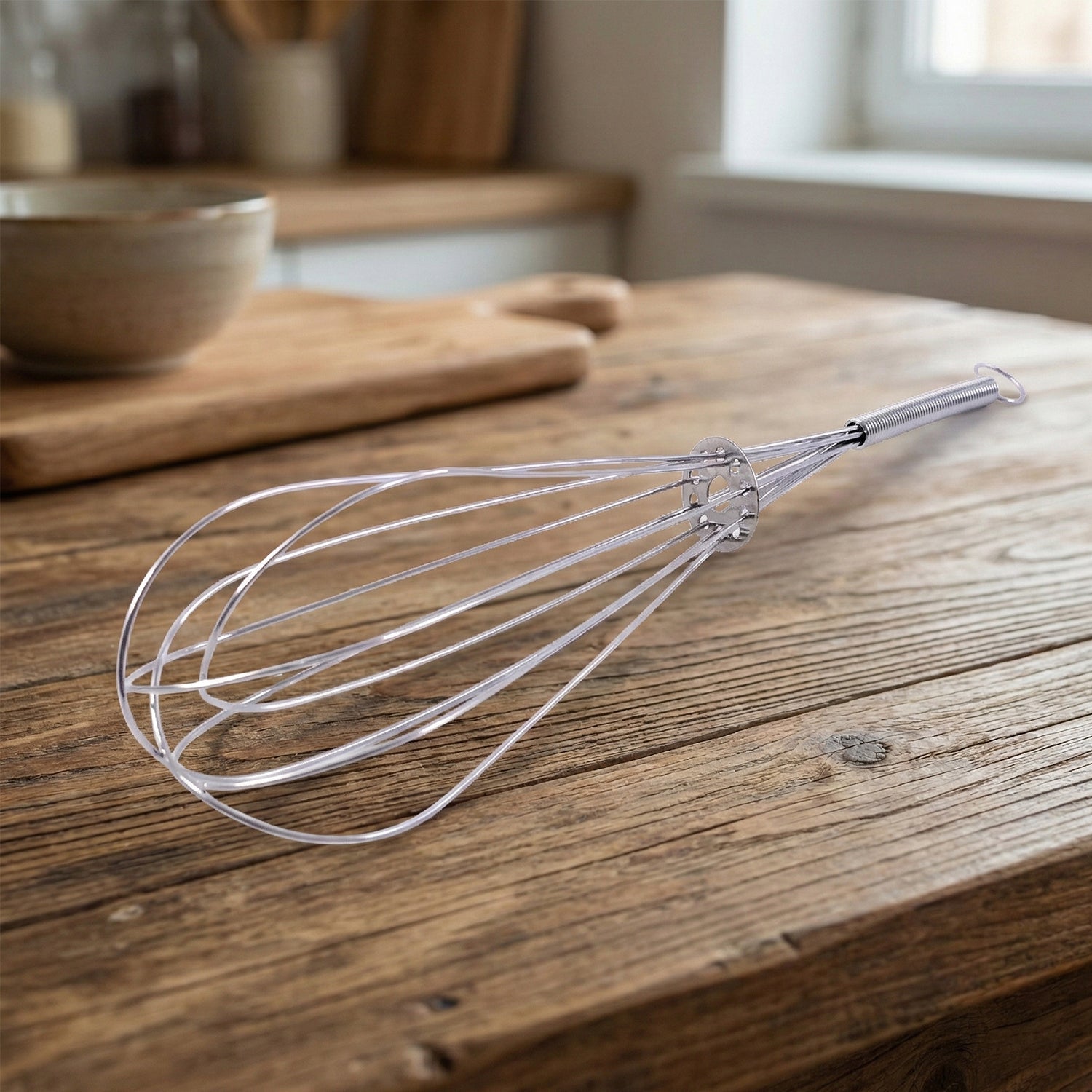 Handheld balloon whisk egg beater for baking and cooking tasks