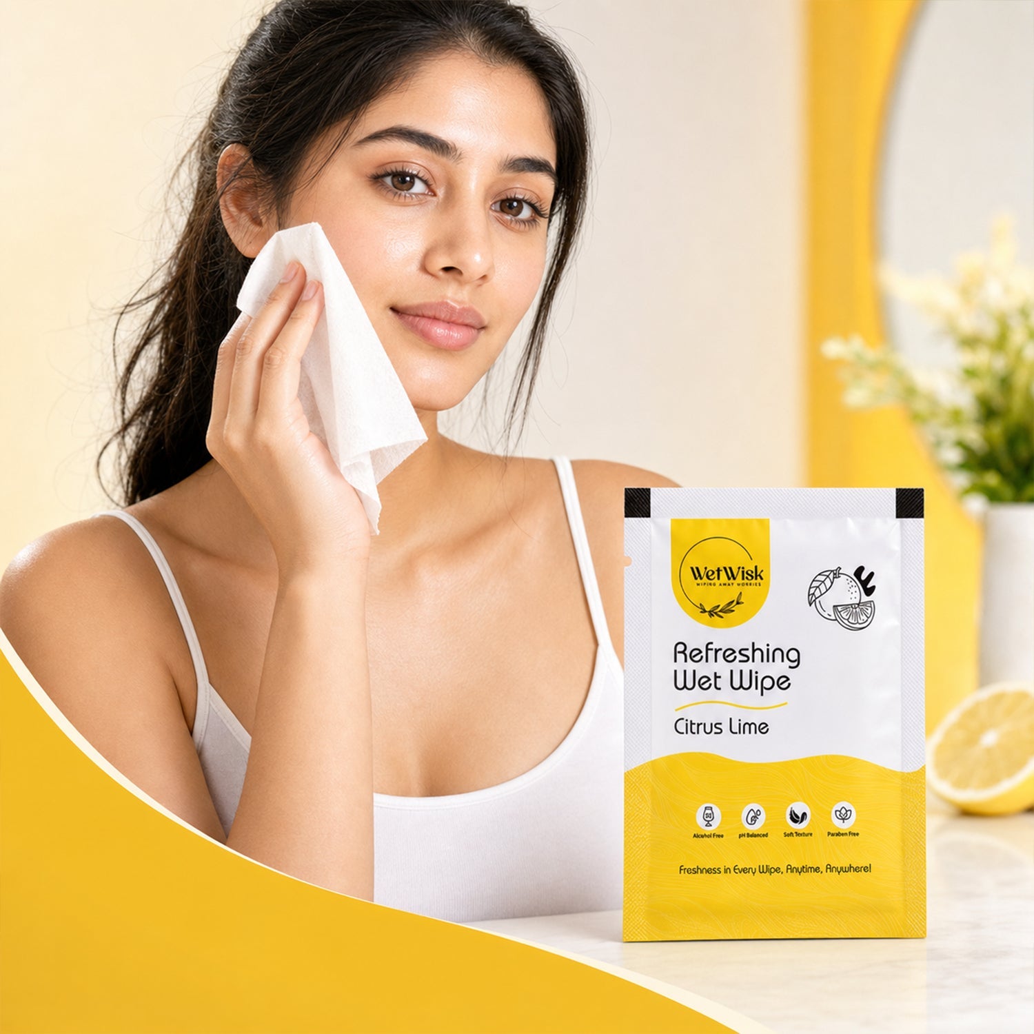 Side view of Citrus Lime Wet Wipe pack
