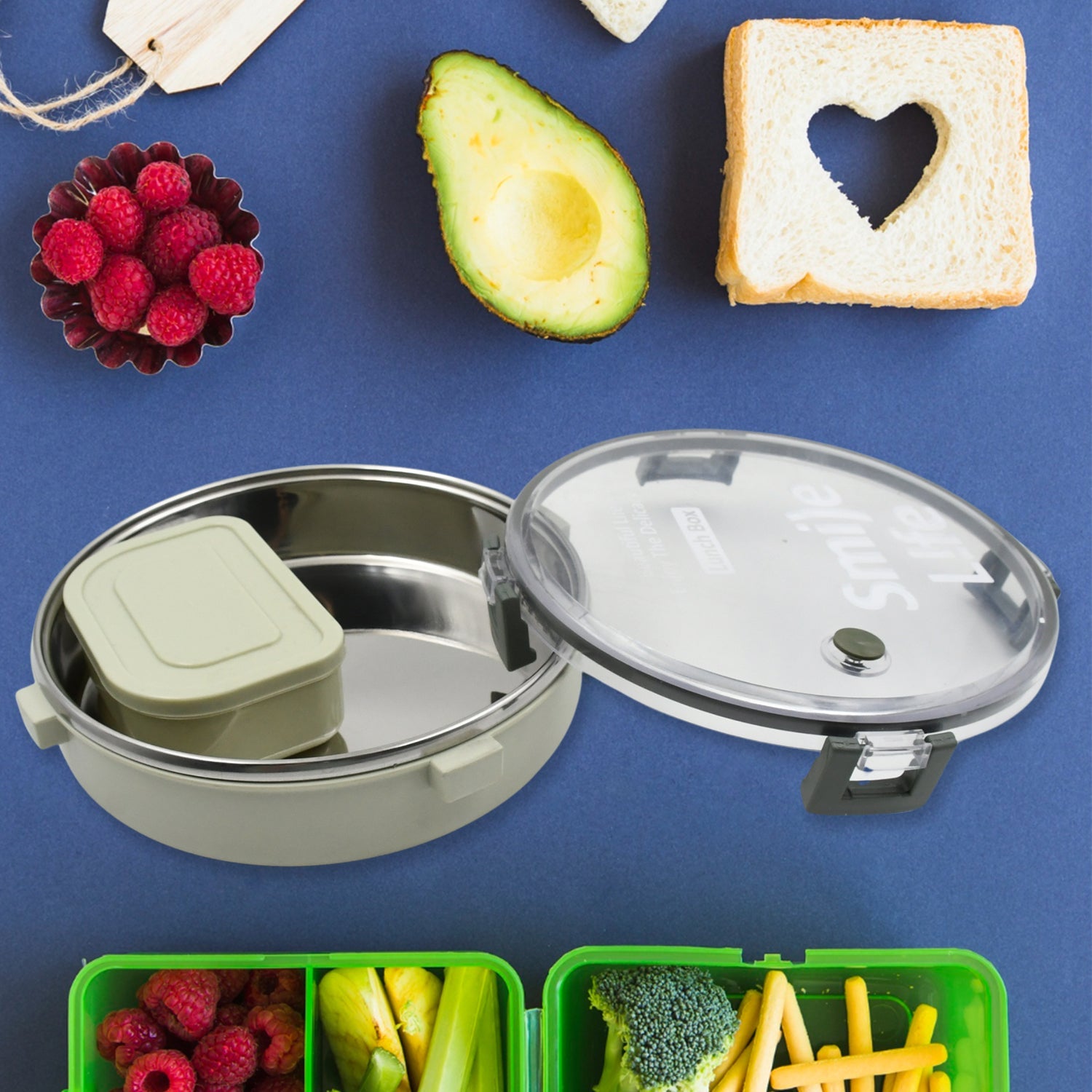 Miracle Stainless Steel Lunch Box with its dimensions clearly displayed on a white background.