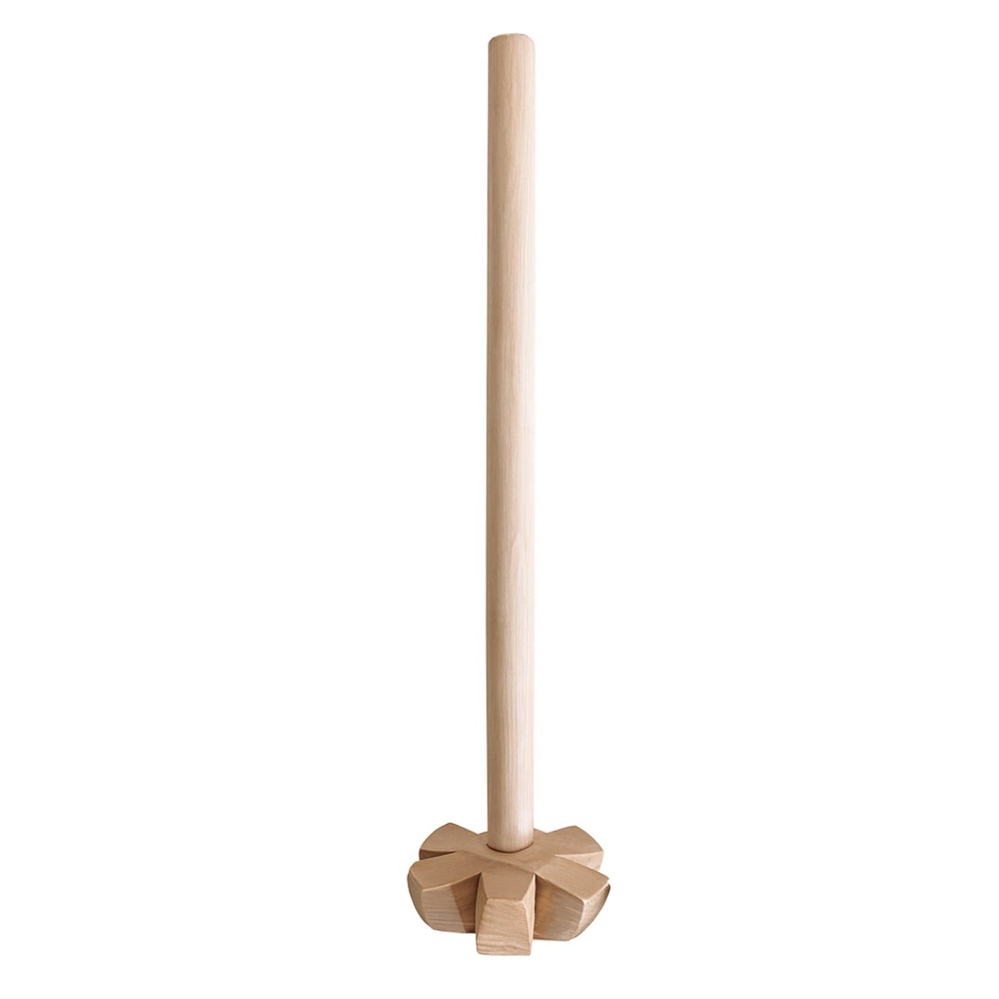 Handy wooden blender poised for various food preparation tasks.