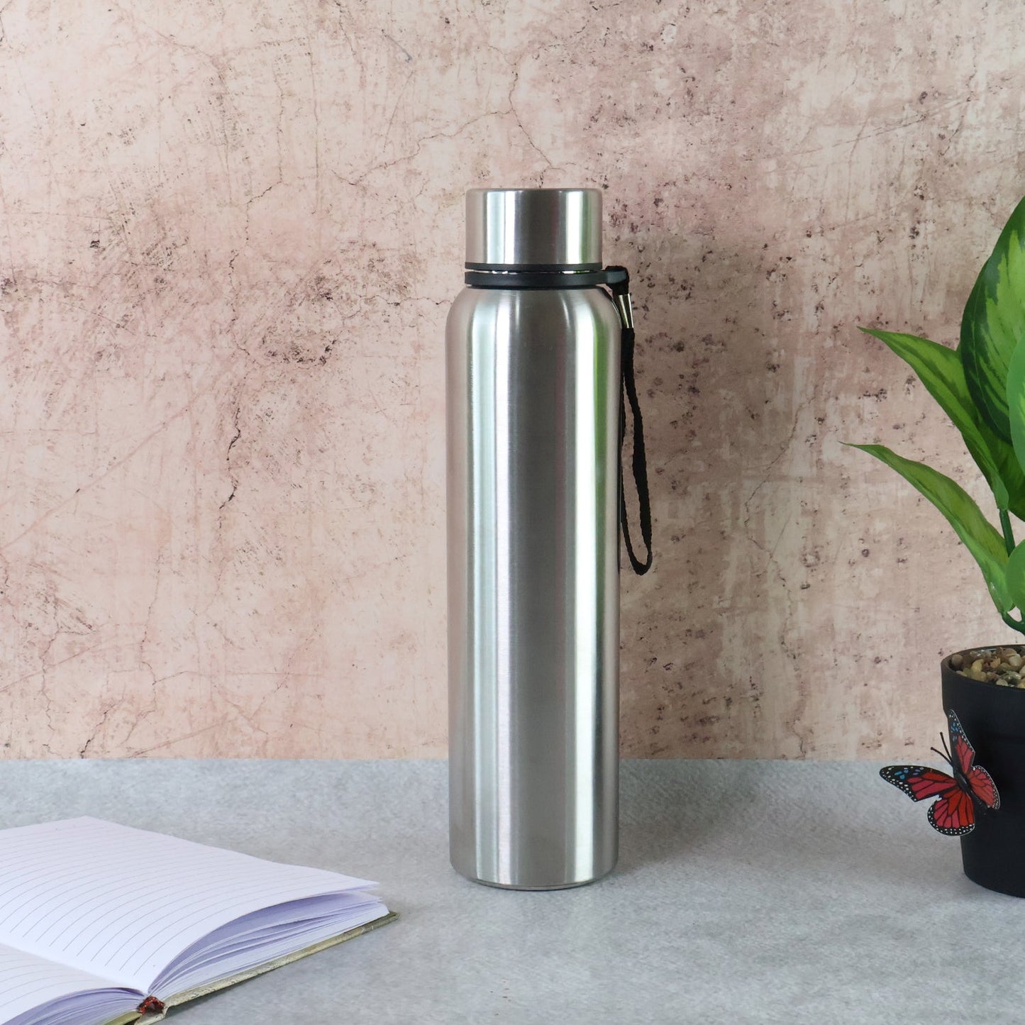 Detailed view of the 1000ml Stainless Steel Water Bottle's key features and dimensions.