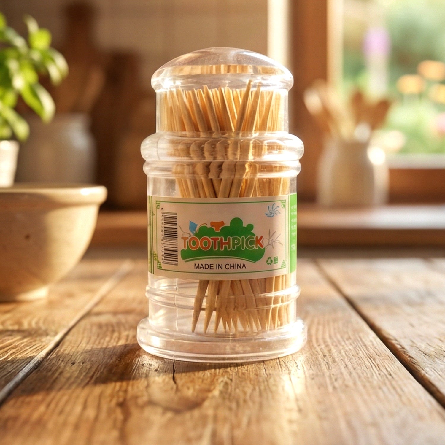 Tabletop wooden toothpick storage jar ideal for home and commercial use