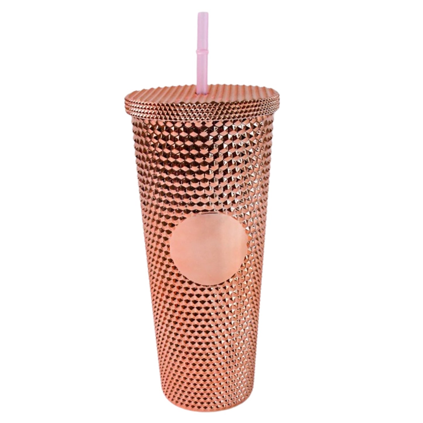 Double-walled studded tumbler filled with ice keeping drinks chilled