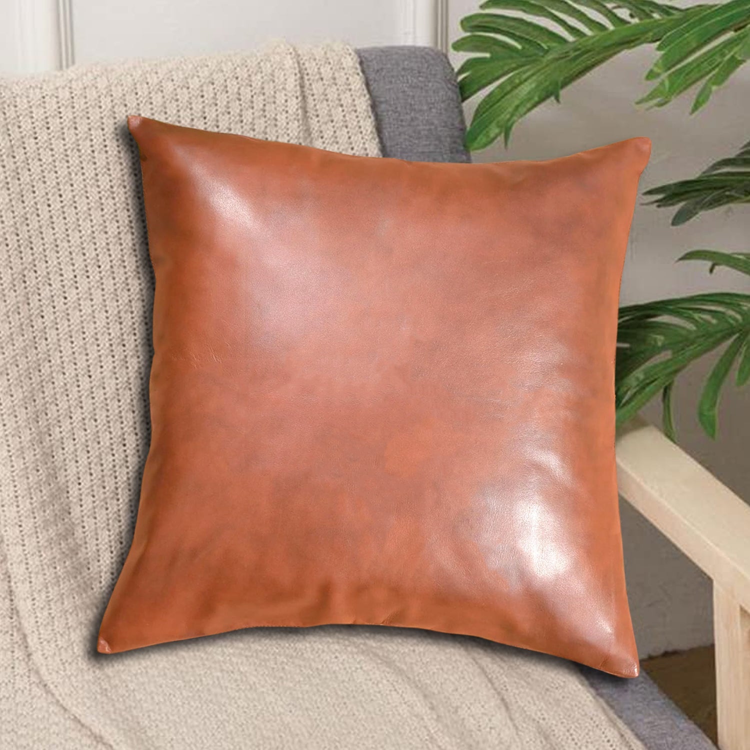 soft decorative pillow cover (60x60 CM) on a modern sofa, enhancing living room decor.