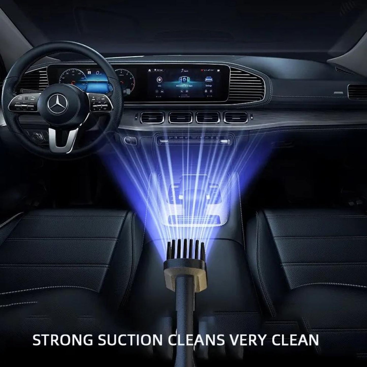Alternative view of the Velvet Wheels wireless car vacuum cleaner.