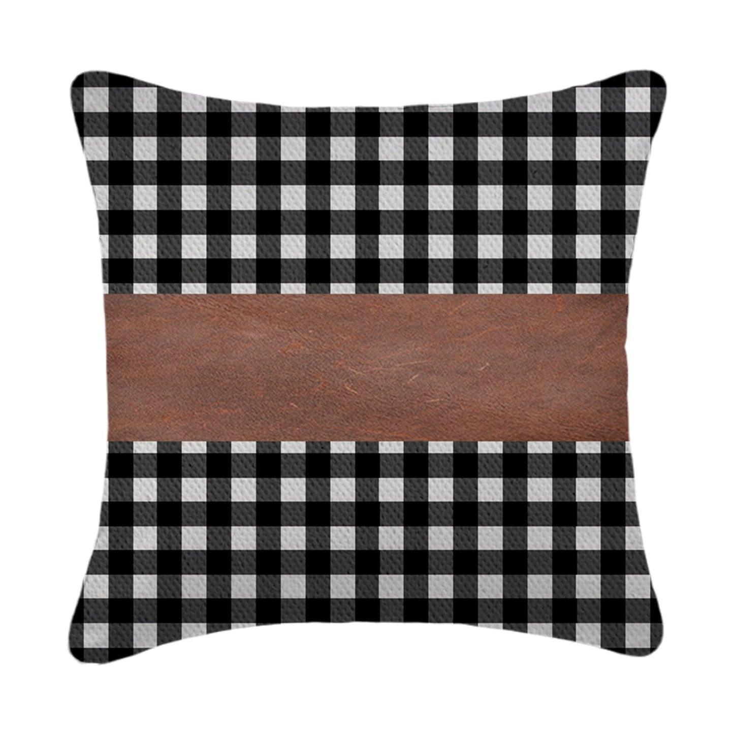 Elegant design of a faux leather and cotton pillow cover enhancing a bedroom.