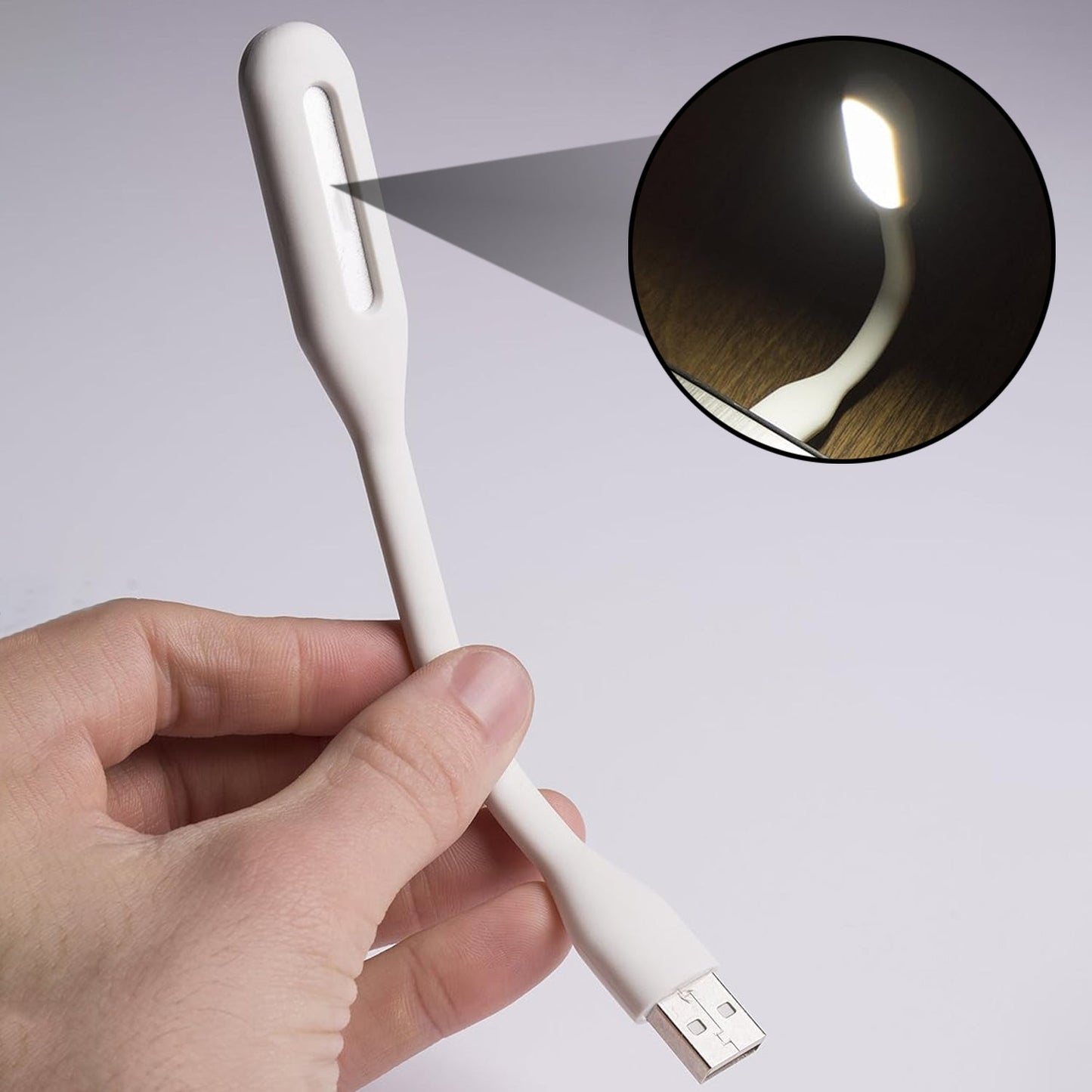 Close-up of the versatile USB light, ideal for low-light conditions.