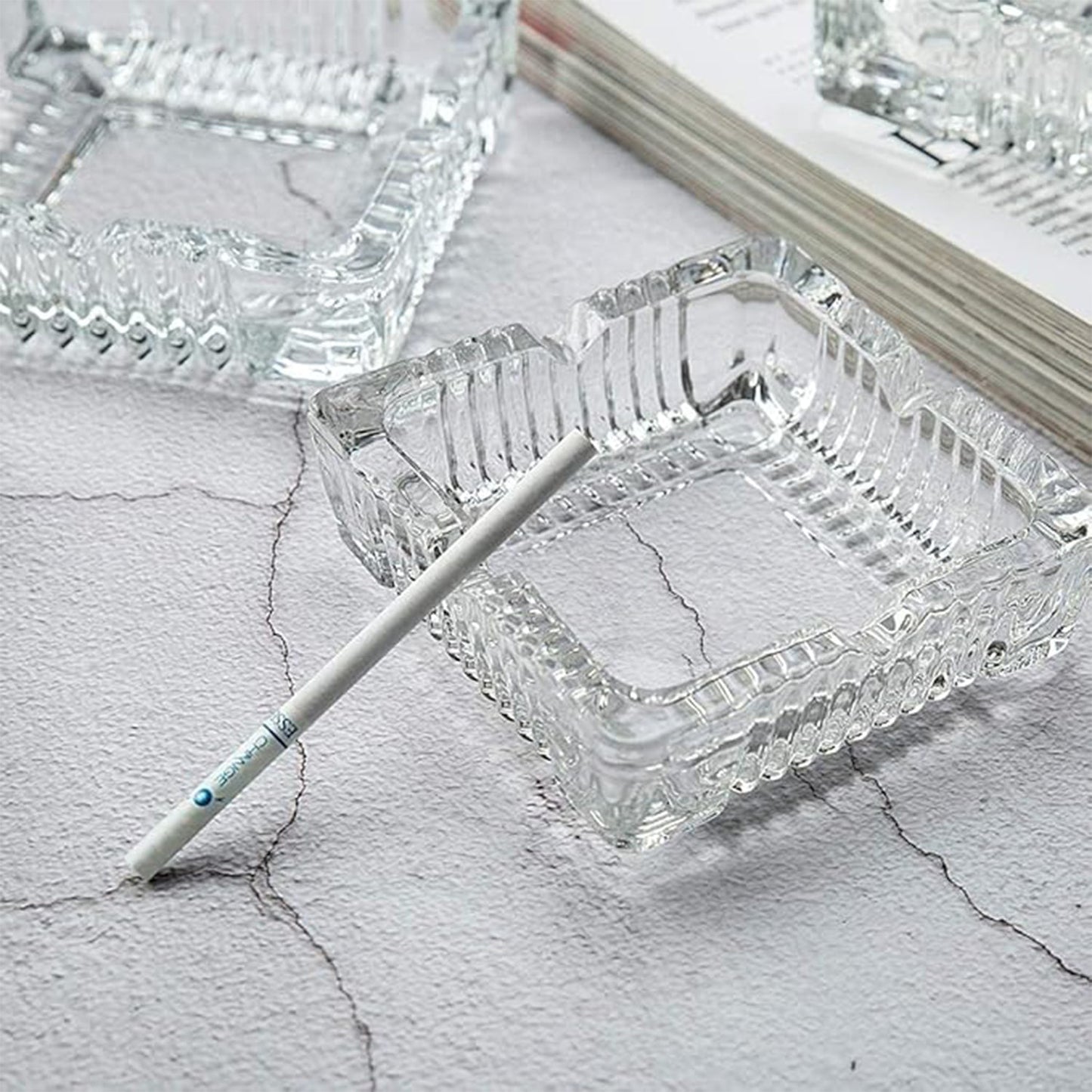 Another angle of the crystal ashtray, emphasizing its quality craftsmanship.