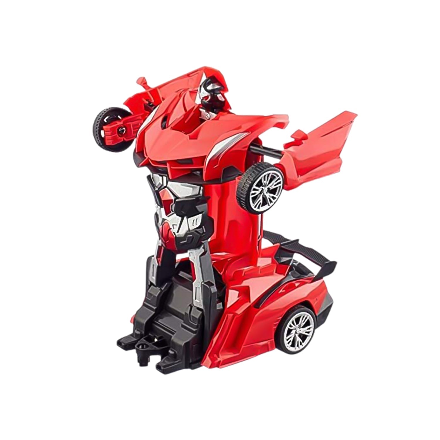 Top-down view of the durable ABS plastic transforming robot car toy in sleek car form.