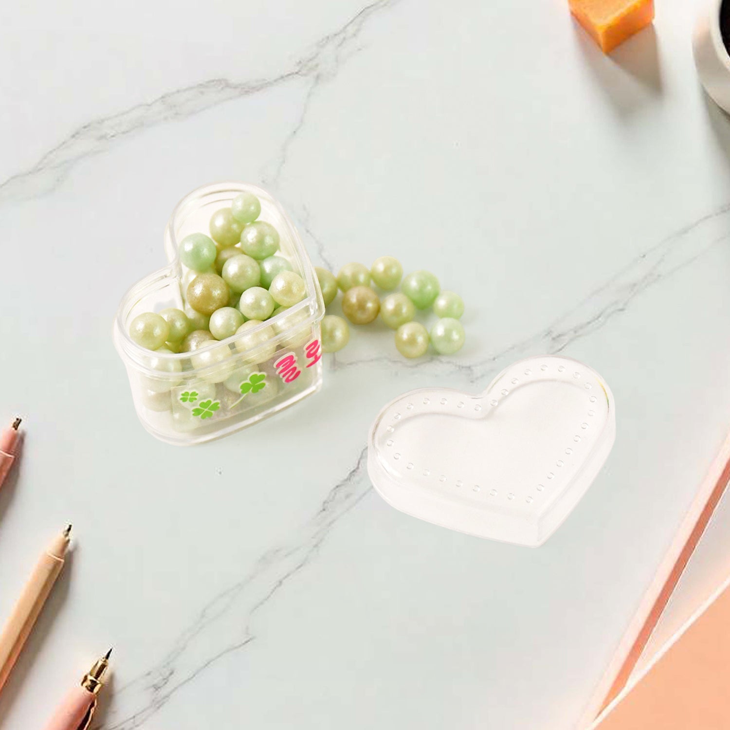 Candy style pencils with eraser, mini sharpener, and storage jars in set