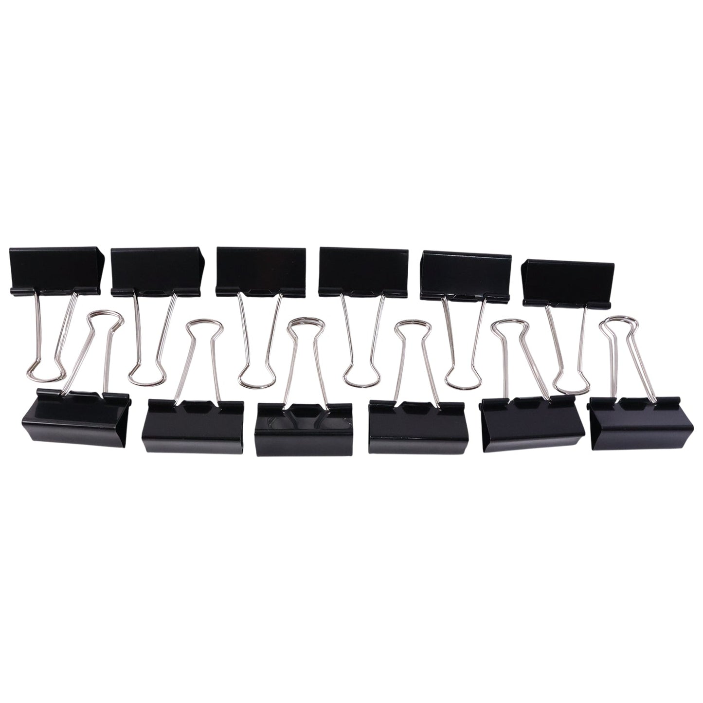 Multiple black binder clips for organizing files