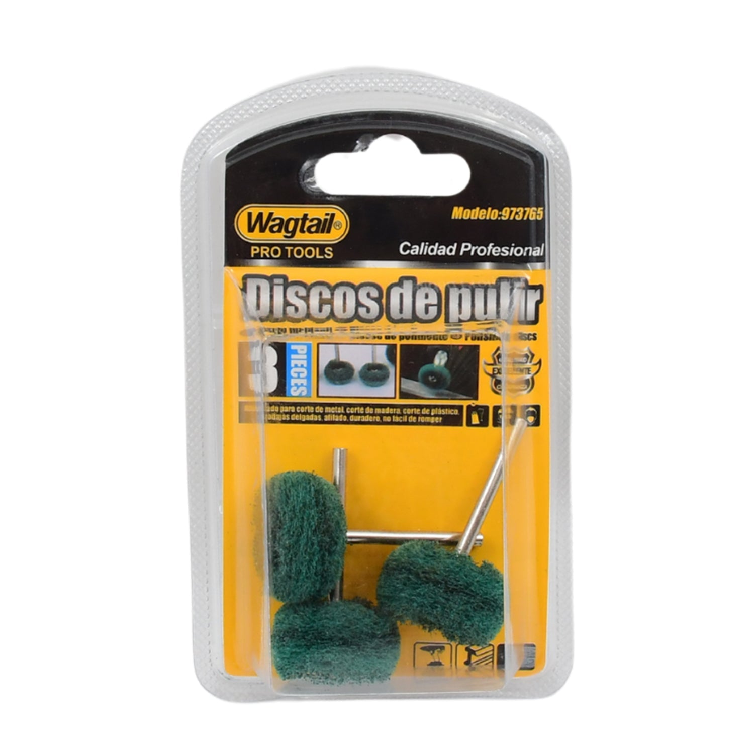 Assorted wool, felt, and cotton polishing wheels for different finishes.