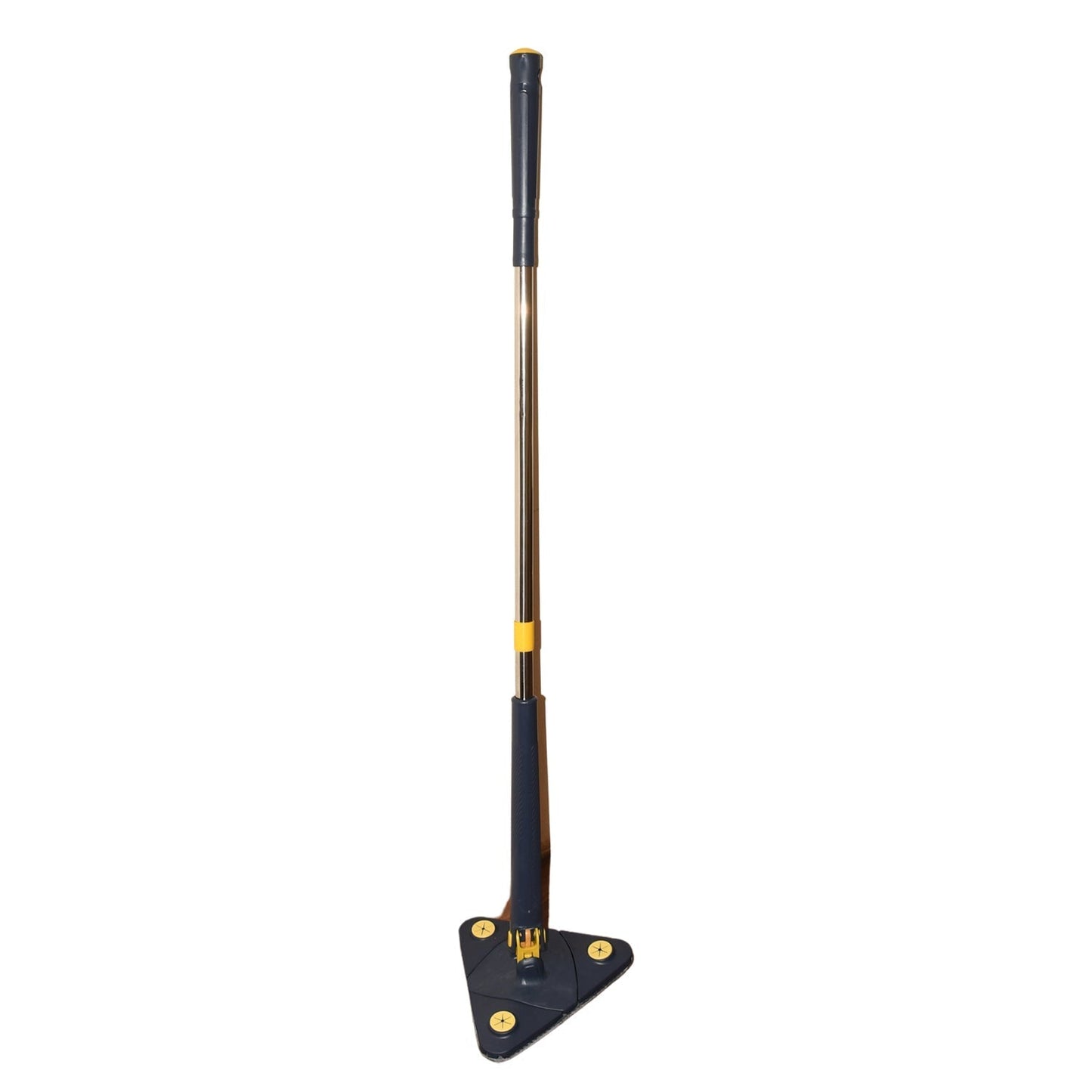 A user cleaning a floor with the long-handled Triangle Cleaning Mop.