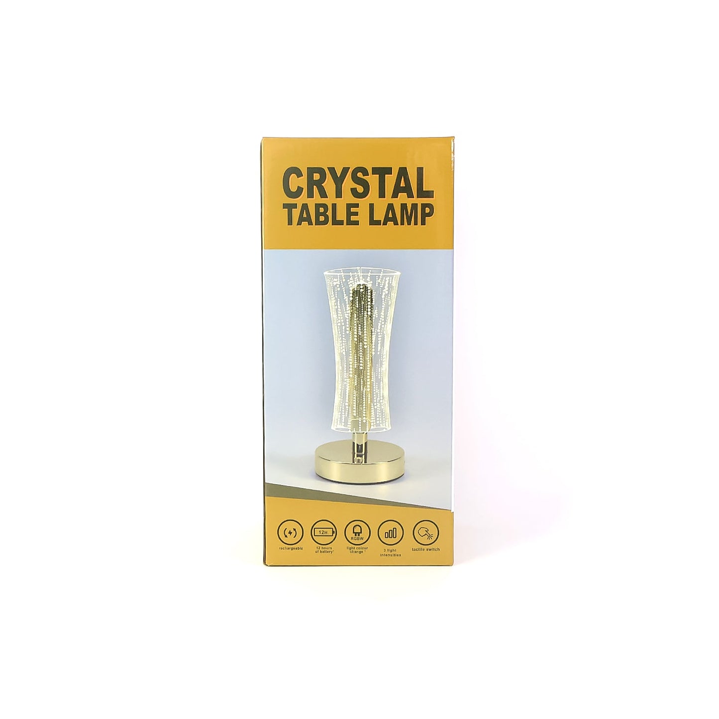 Decorative lamp with crystal-cut acrylic and metal base for home