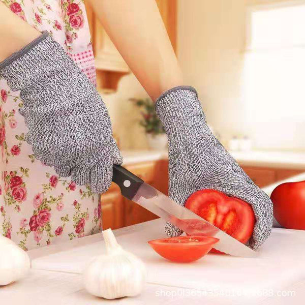Multicolour cut-resistant gloves providing essential hand protection.
