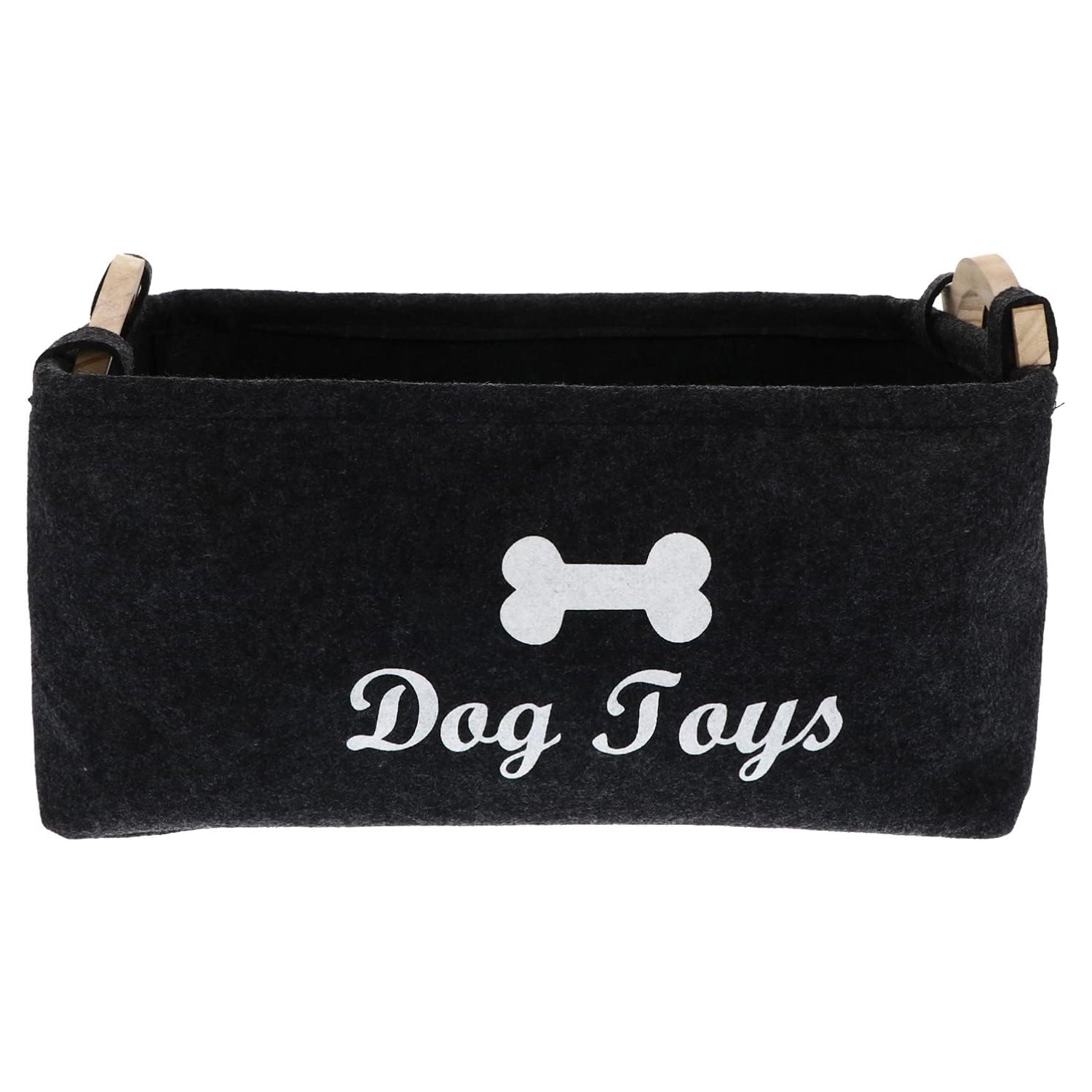 Close-up of the smooth, pet-safe edges on the felt pet toy storage basket.