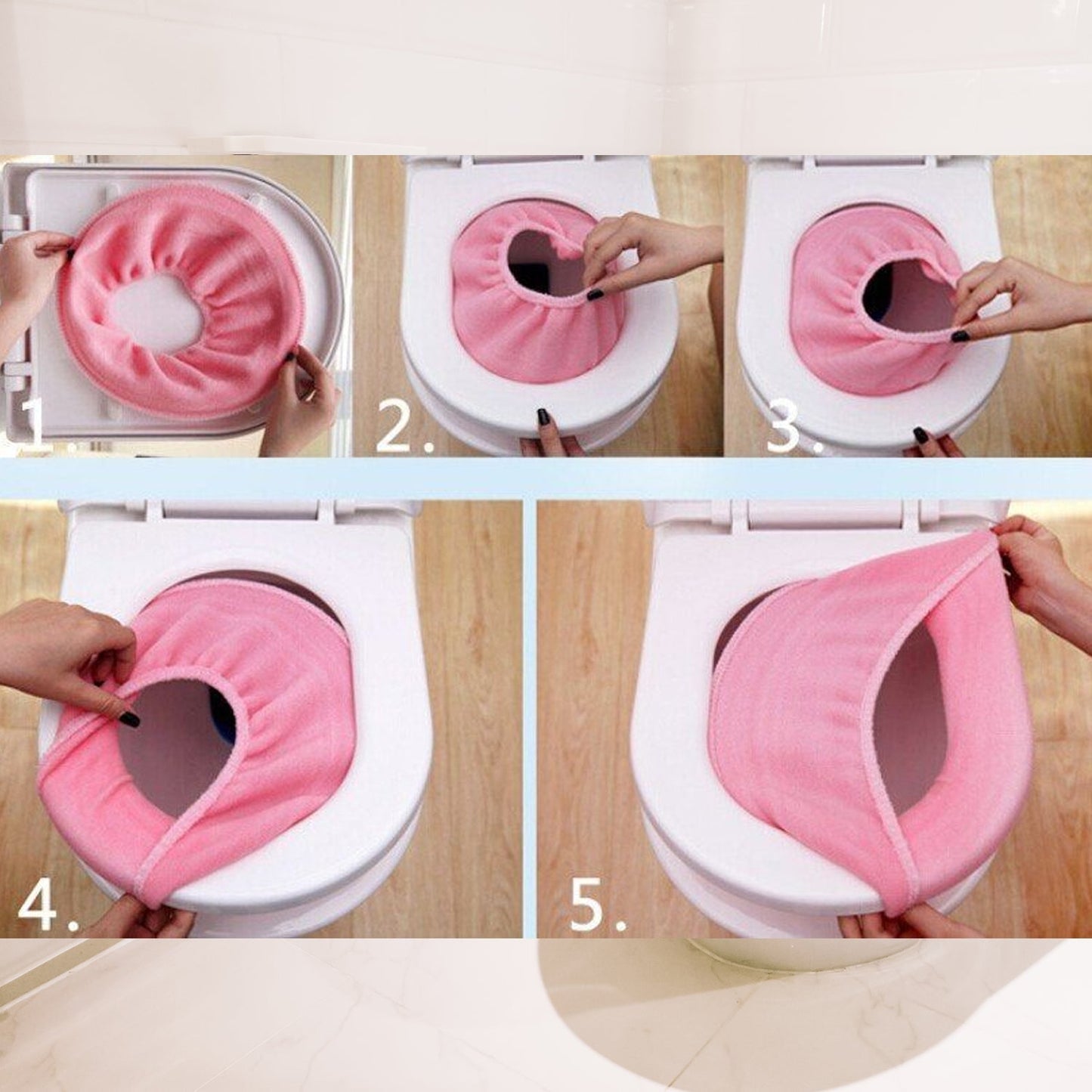 Multiple color options for the soft toilet seat covers displayed together.