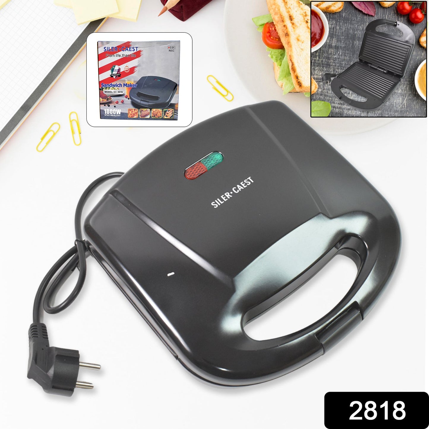 Open ChefMates Sandwich Maker revealing its non-stick cooking plates for easy cleanup.