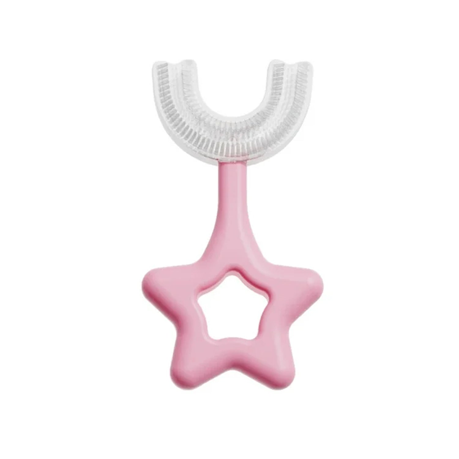 Front view of the blue Star U-Shape Toothbrush, emphasizing its comprehensive cleaning coverage.