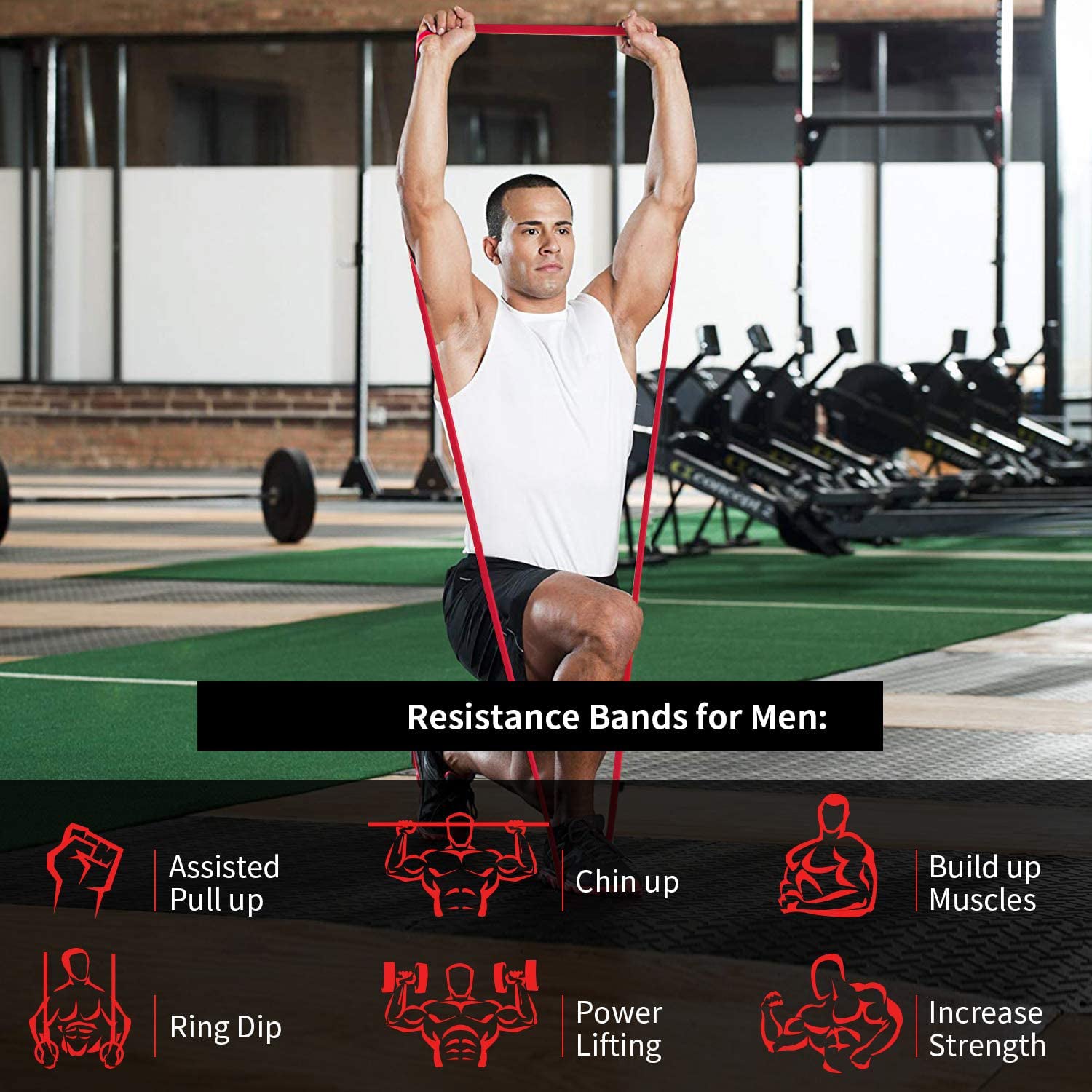 Close-up of exercise band strap showing durable material