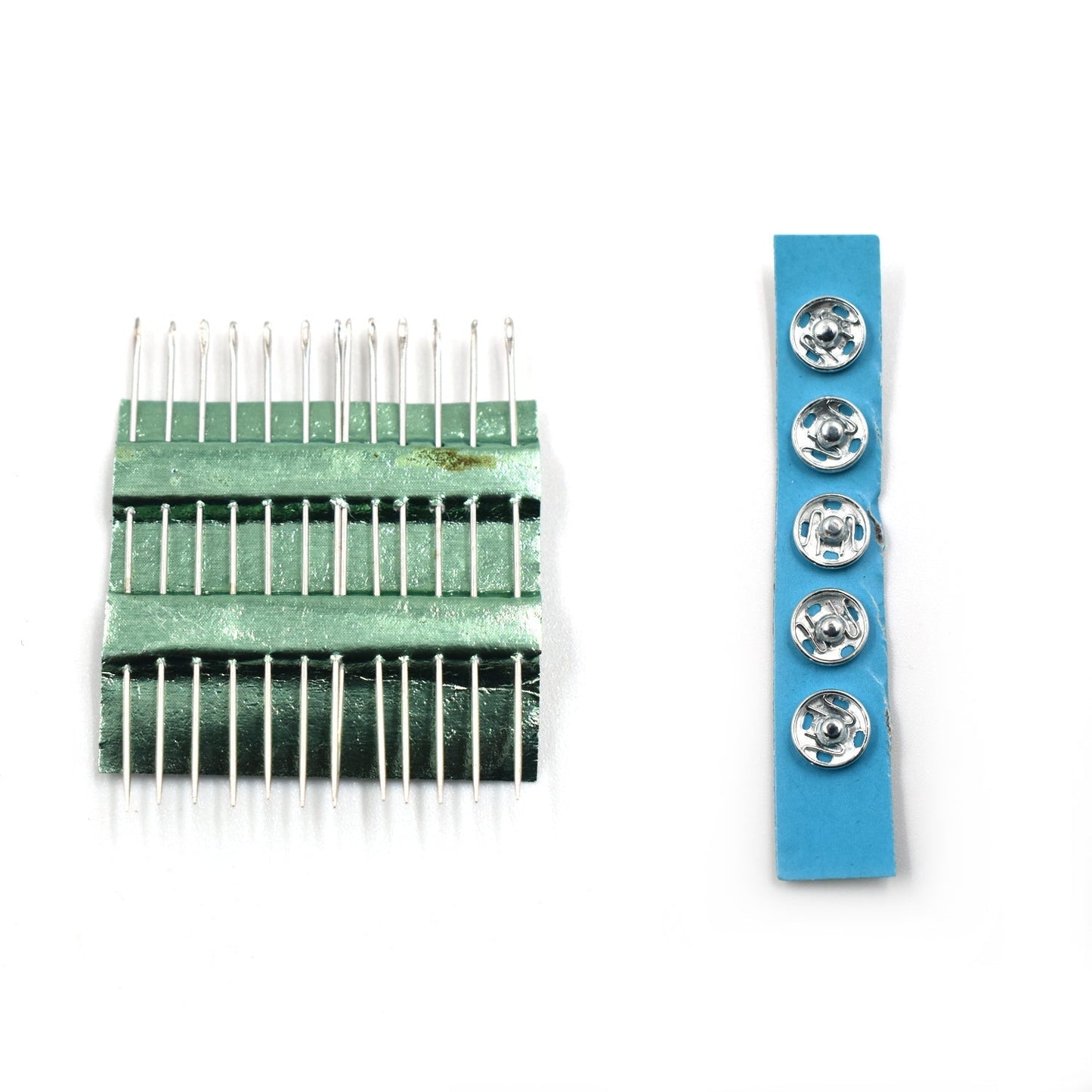 Handy 62-piece sewing kit with bobbins, scissors, and other fabric repair tools.