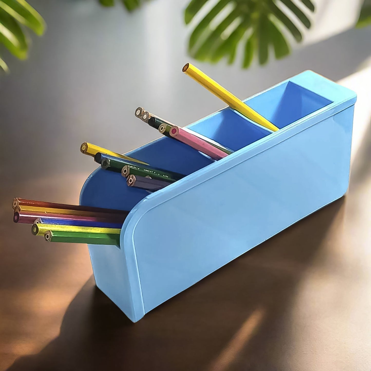 Compact and portable desktop storage box, ideal for various small items.