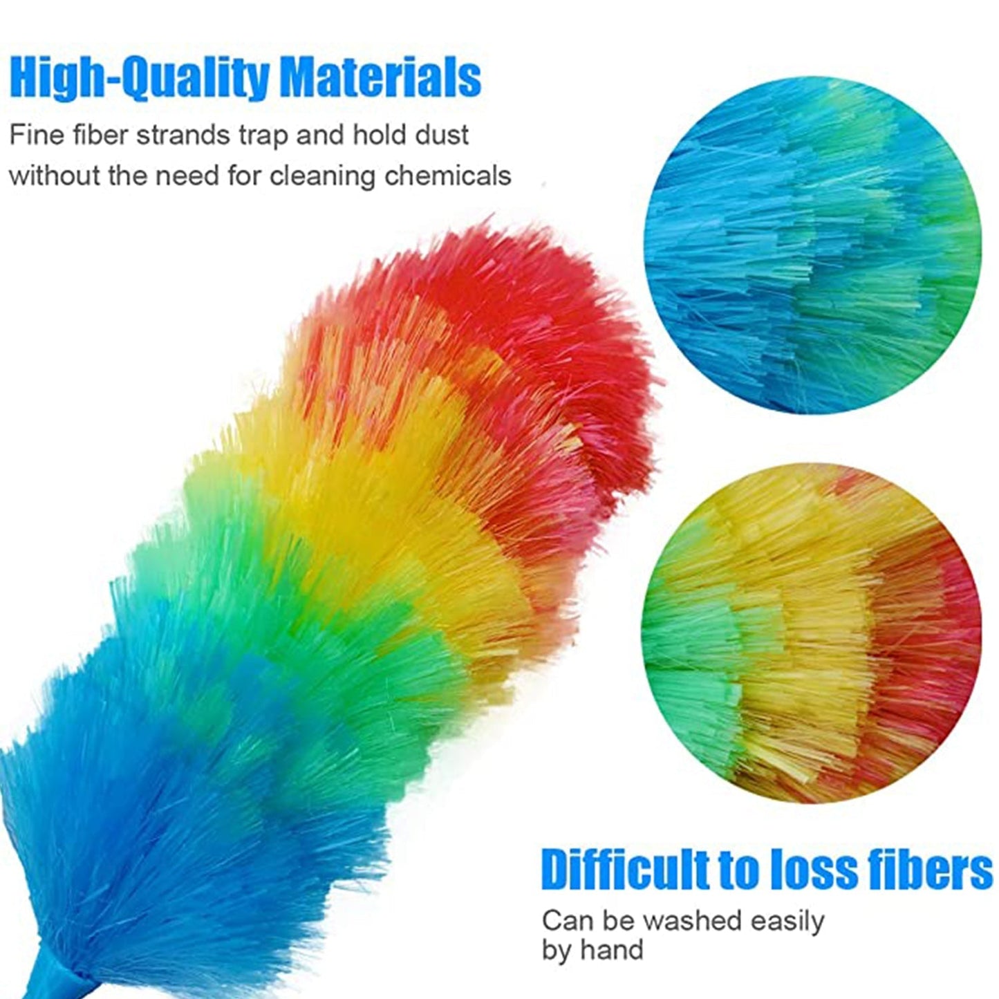 The versatile microfiber duster makes cleaning easy and quick.